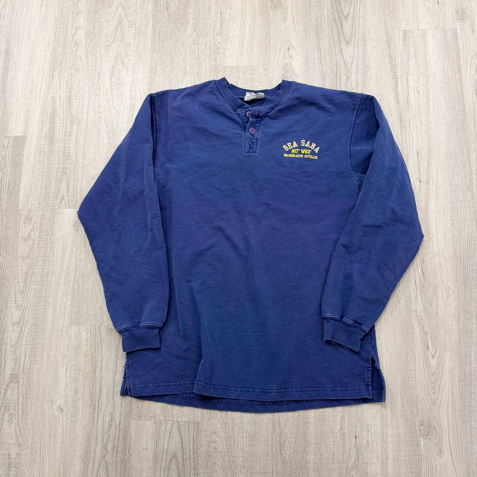 Vintage Vintage Sea Saba Heavyweight Henley Shirt Men's Large Blue Size US L / EU 52-54 / 3 - 1 Thumbnail