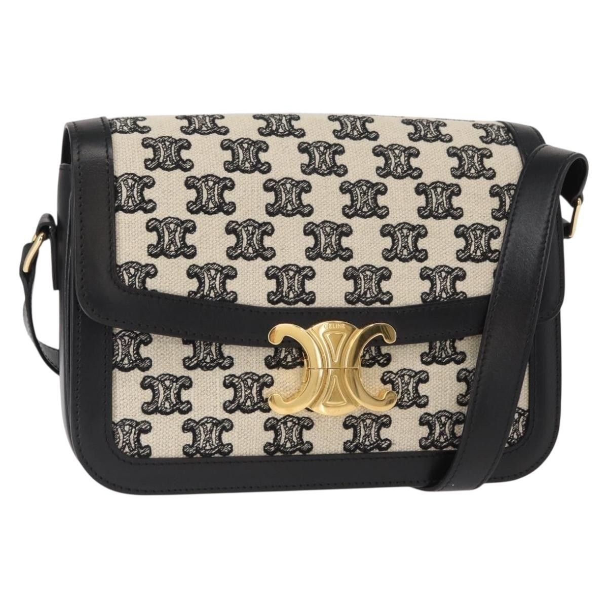 Celine Celine Triomphe Shoulder Bag Canvas with Leather Size ONE SIZE - 1 Thumbnail