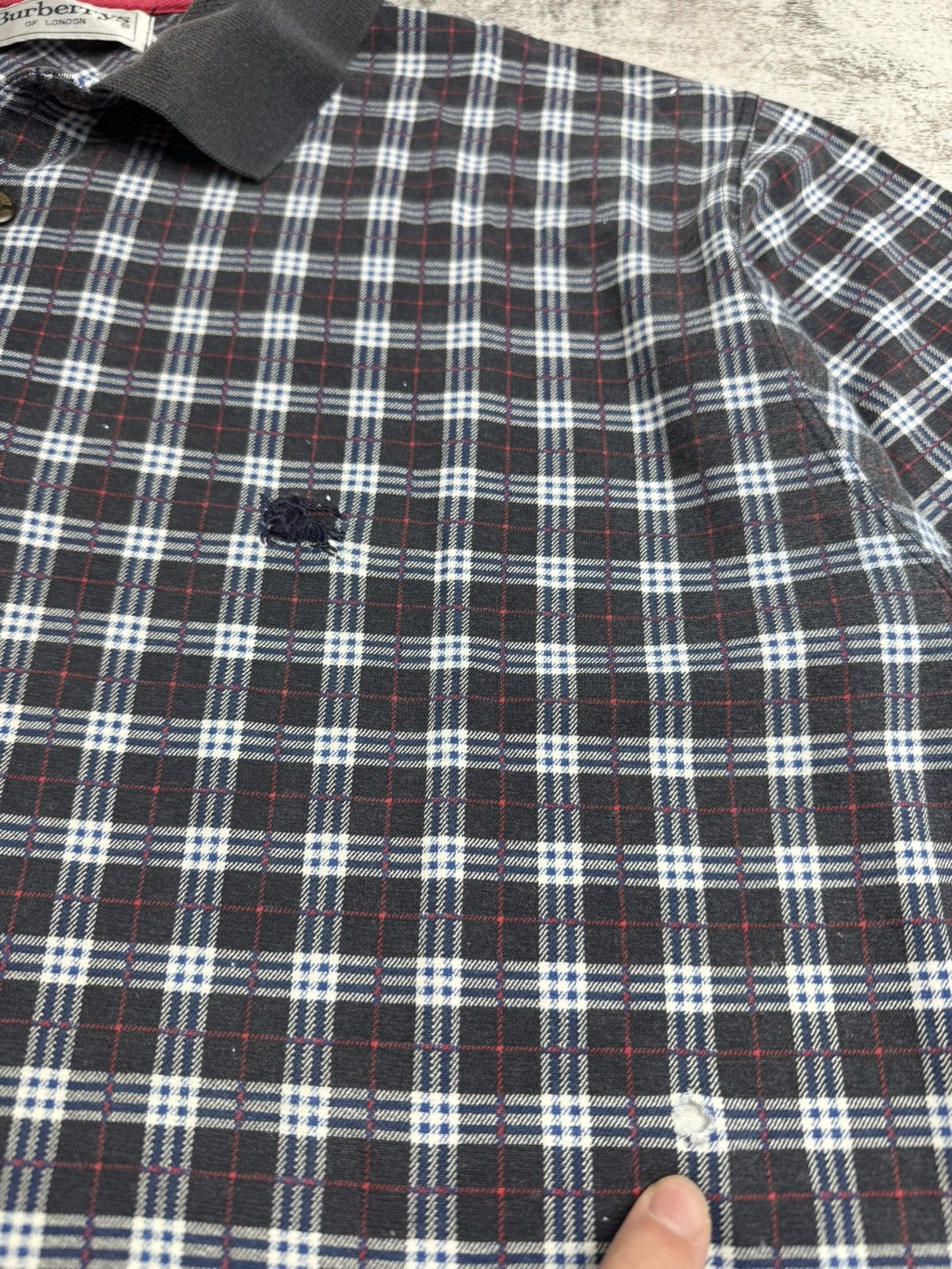 Burberry Burberrys London Men’s Large Monogram Nova Checked Jersey Retro Polo T Shirt Tee Size US L / EU 52-54 / 3 - 11 Thumbnail