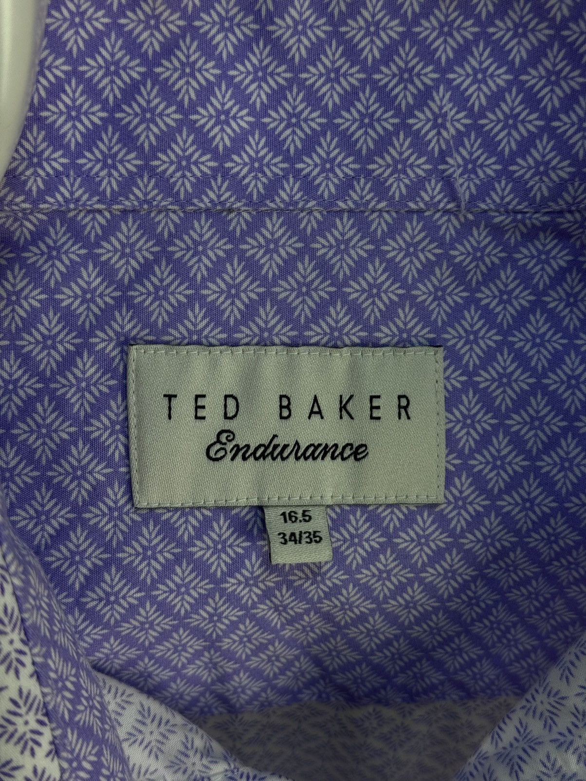 Designer × Ted Baker TED BAKER Endurance Printed Geometric White/Purple Shirt Size US XL / EU 56 / 4 - 14 Thumbnail