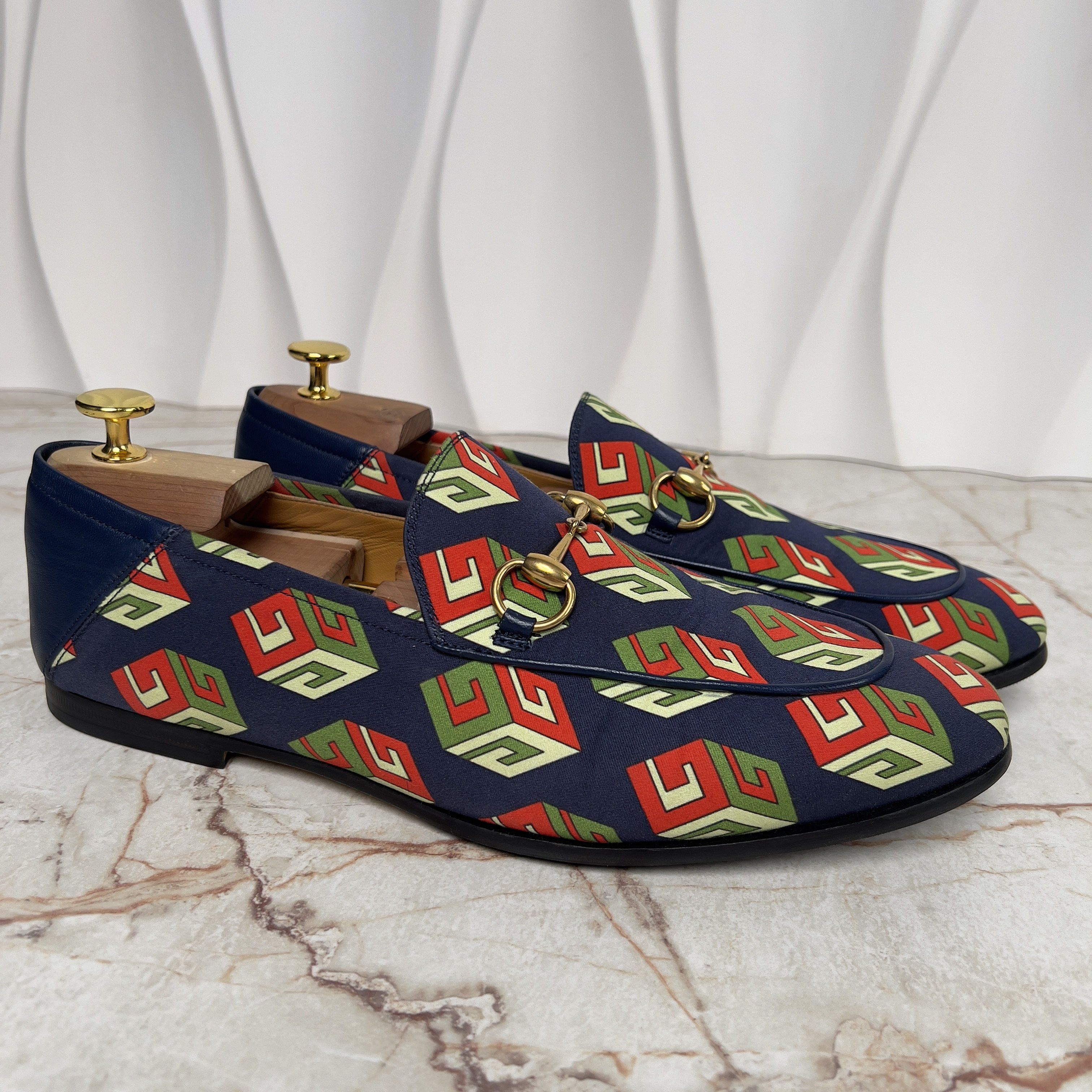 Gucci Canvas Mr. Porter Cube Horsebit Loafers Blue Fabric Size US 8.5 / EU 41-42 - 4 Thumbnail