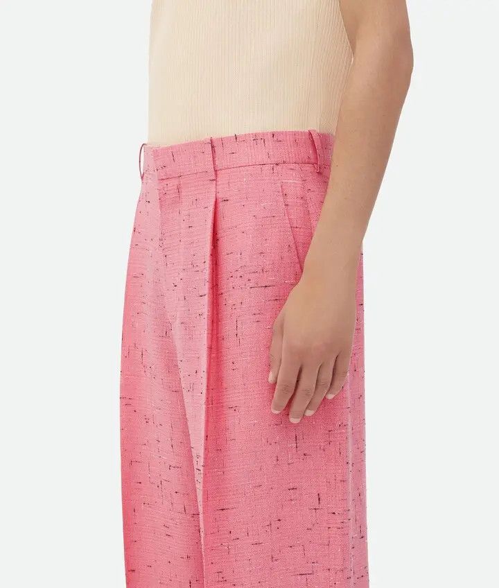 Bottega Veneta o1s1rm1125 Textured Criss-Cross Viscose Silk Trousers Pink Size US 28 / EU 44 - 4 Thumbnail