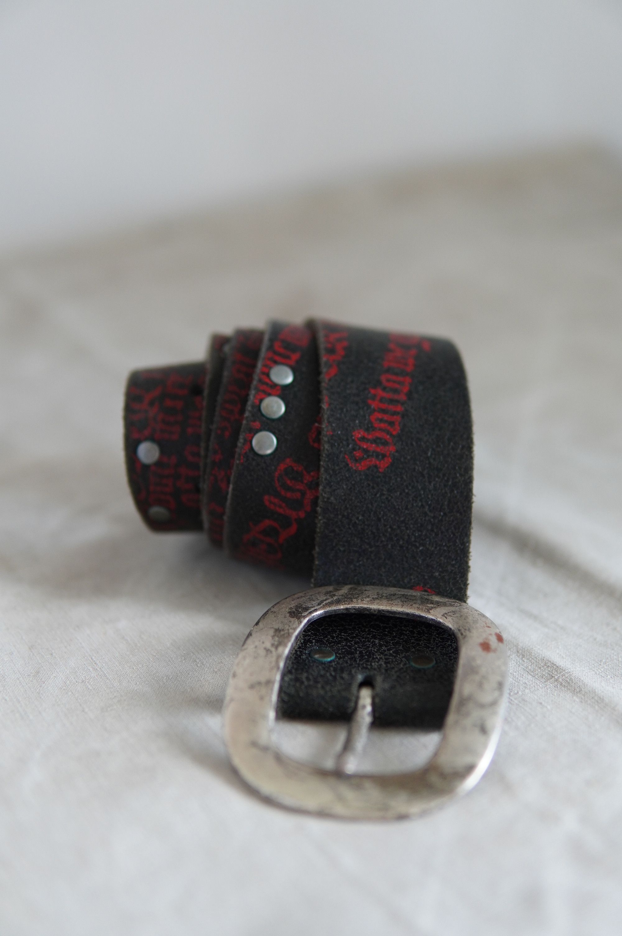 Vintage Vintage Heavy Leather Printed Belt Size ONE SIZE - 2 Thumbnail
