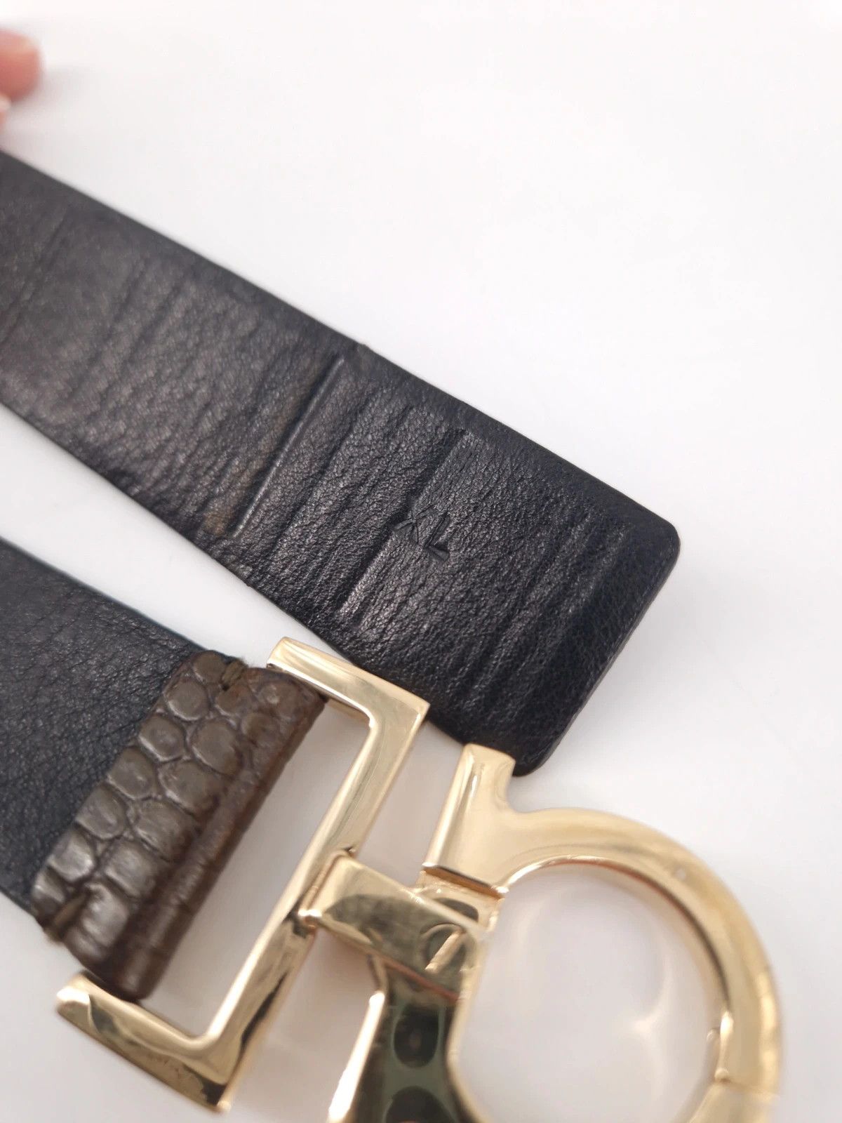 Salvatore Ferragamo Salvatore Ferragamo Green Embossed Leather Gancio Belt Size ONE SIZE - 11 Thumbnail