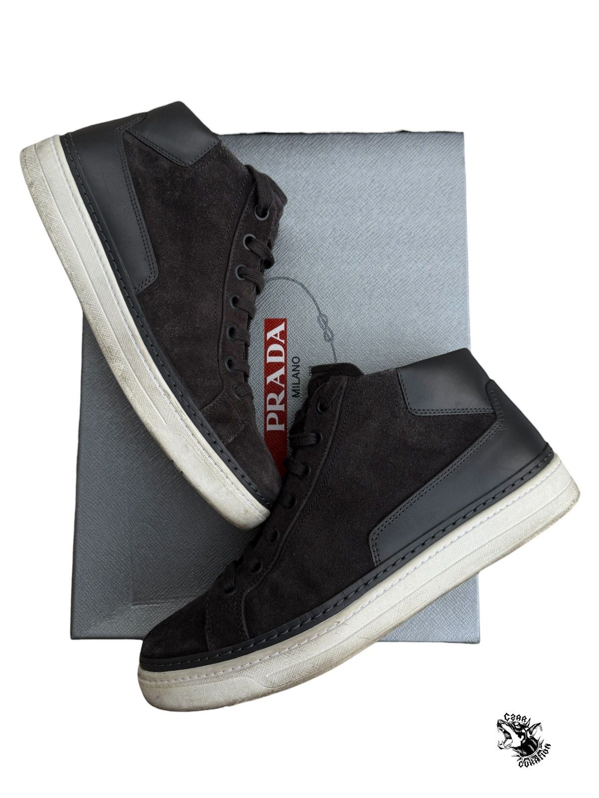 Prada Prada suede hightop sneakers Size US 9 / EU 42 - 1 Thumbnail