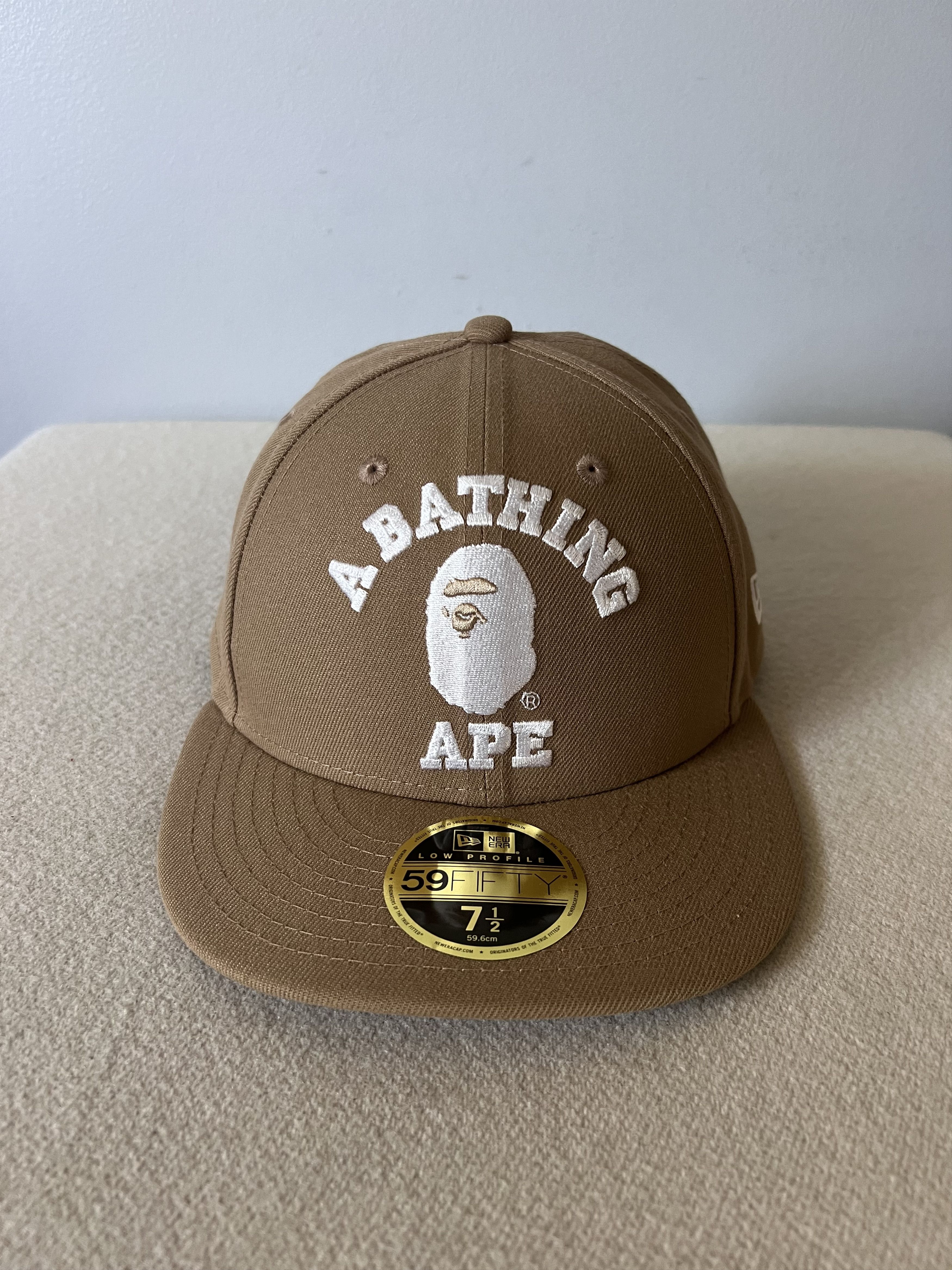 Bape 7 1/2 Bape New Era 59FIFTY Low Profile Fitted Hat in Beige Size ONE SIZE - 2 Thumbnail