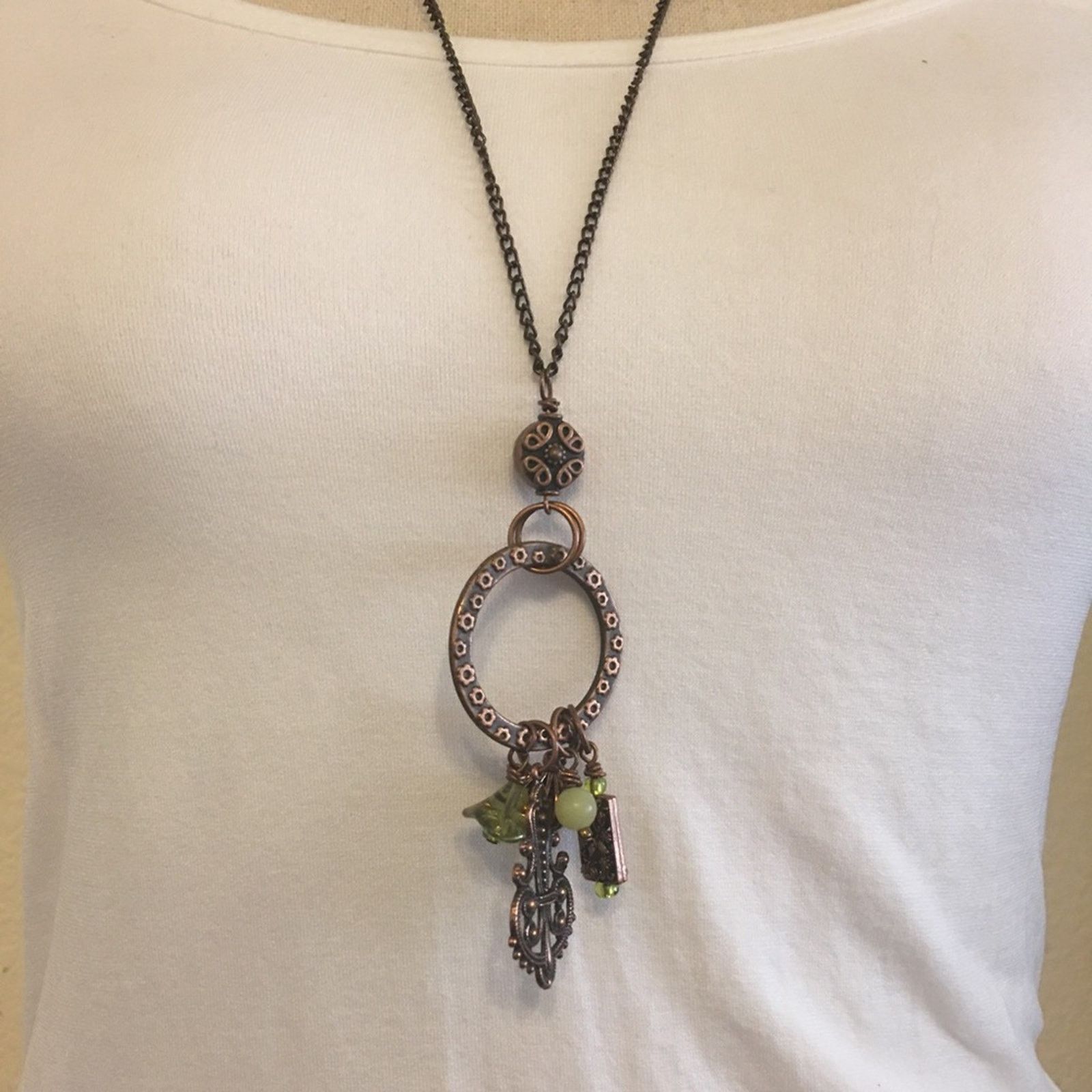 Vintage Vintage copper pendant with charms necklace Size ONE SIZE - 2 Thumbnail