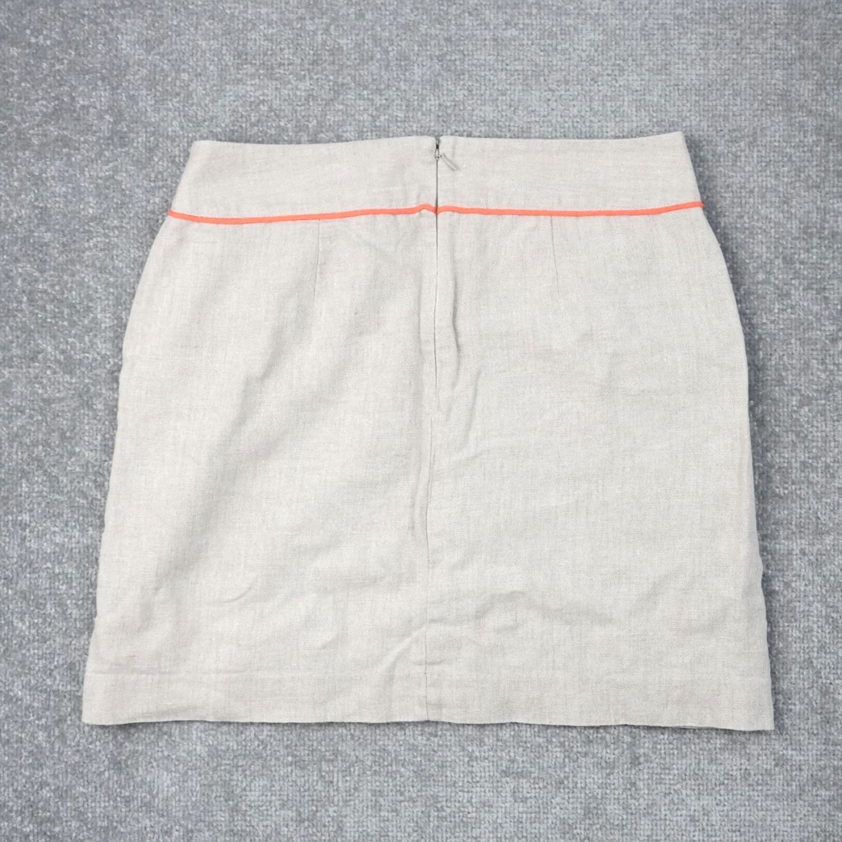 Loft LOFT Beige Linen Knee Length Skirt Size 4 Straight Pencil Casual Neon Trim Womens Size 27" / US 4 / IT 40 - 2 Thumbnail