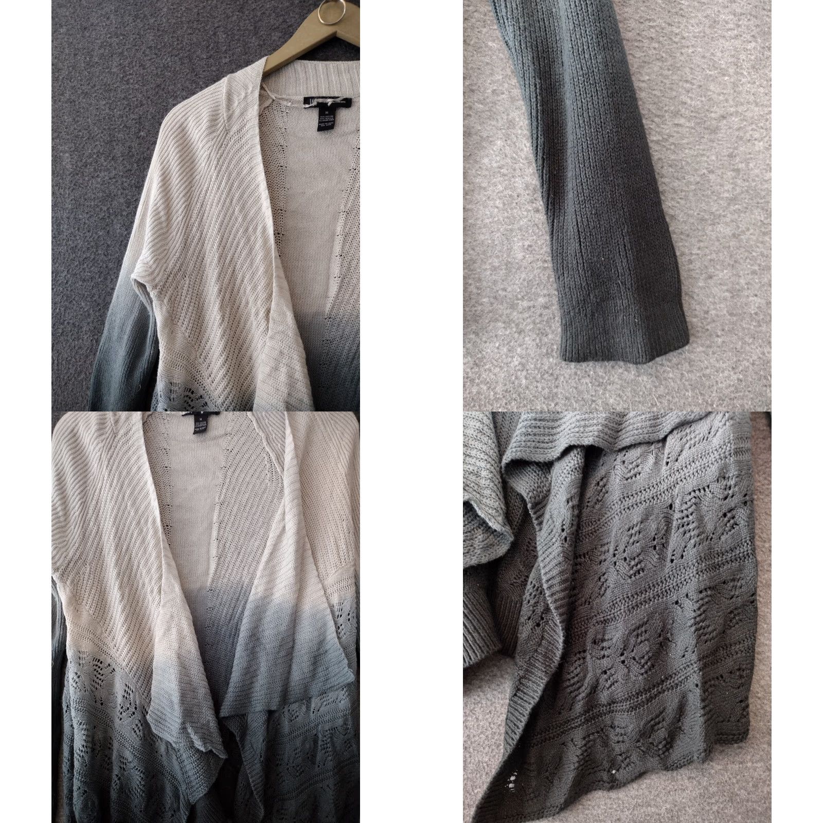 Vintage I.N.C Chic Lite Ombré Cardigan Cream Dye 2 Tone Sweater Size M Size M / US 6-8 / IT 42-44 - 8 Thumbnail