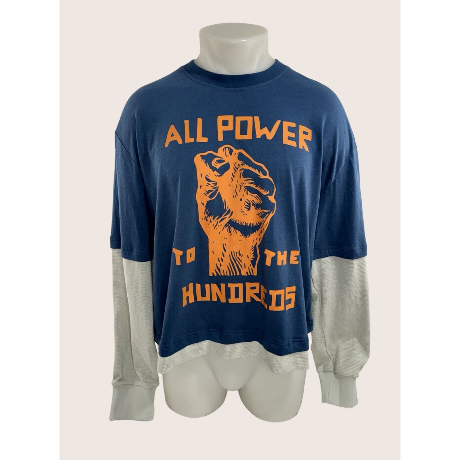 The Hundreds The Hundreds Thermal Lined Layered Shirt XL Blue ALL POWER Men Size US XL / EU 56 / 4 - 1 Thumbnail