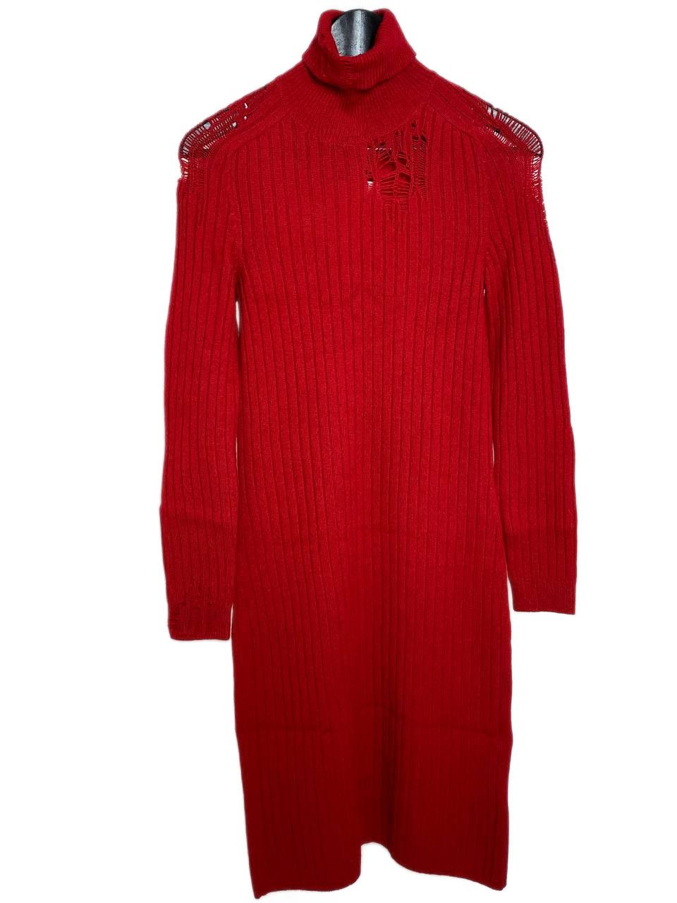 Maison Margiela Maison Margiela Distressed Wool Mid Dress Knit Red Size S / US 4 / IT 40 - 2 Thumbnail