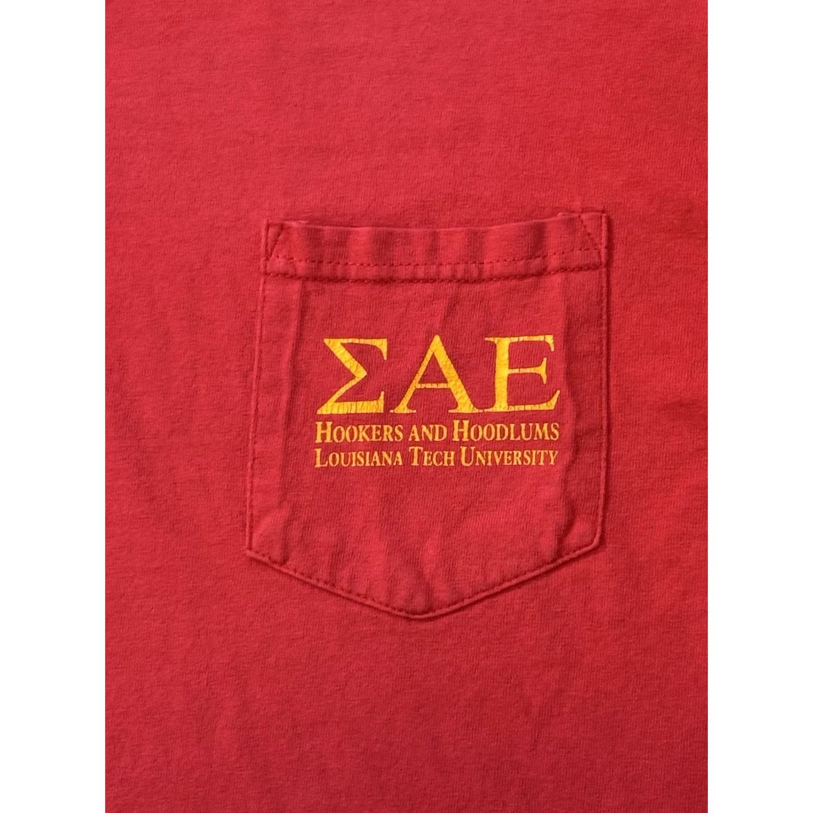 Gildan VINTAGE SAE Hookers & Hoodlums Fraternity Shirt XL Red Gildan Size US XL / EU 56 / 4 - 4 Thumbnail