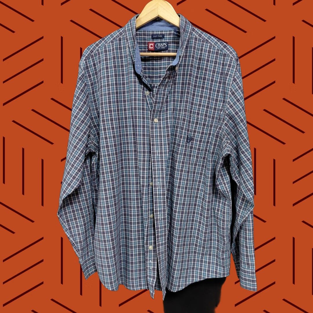Chaps VINTAGE CHAPS EST. 1978 Plaid Shirt Blue Long Sleeve Button-Up Size XXL Men's Size US XXS / EU 40 - 1 Thumbnail