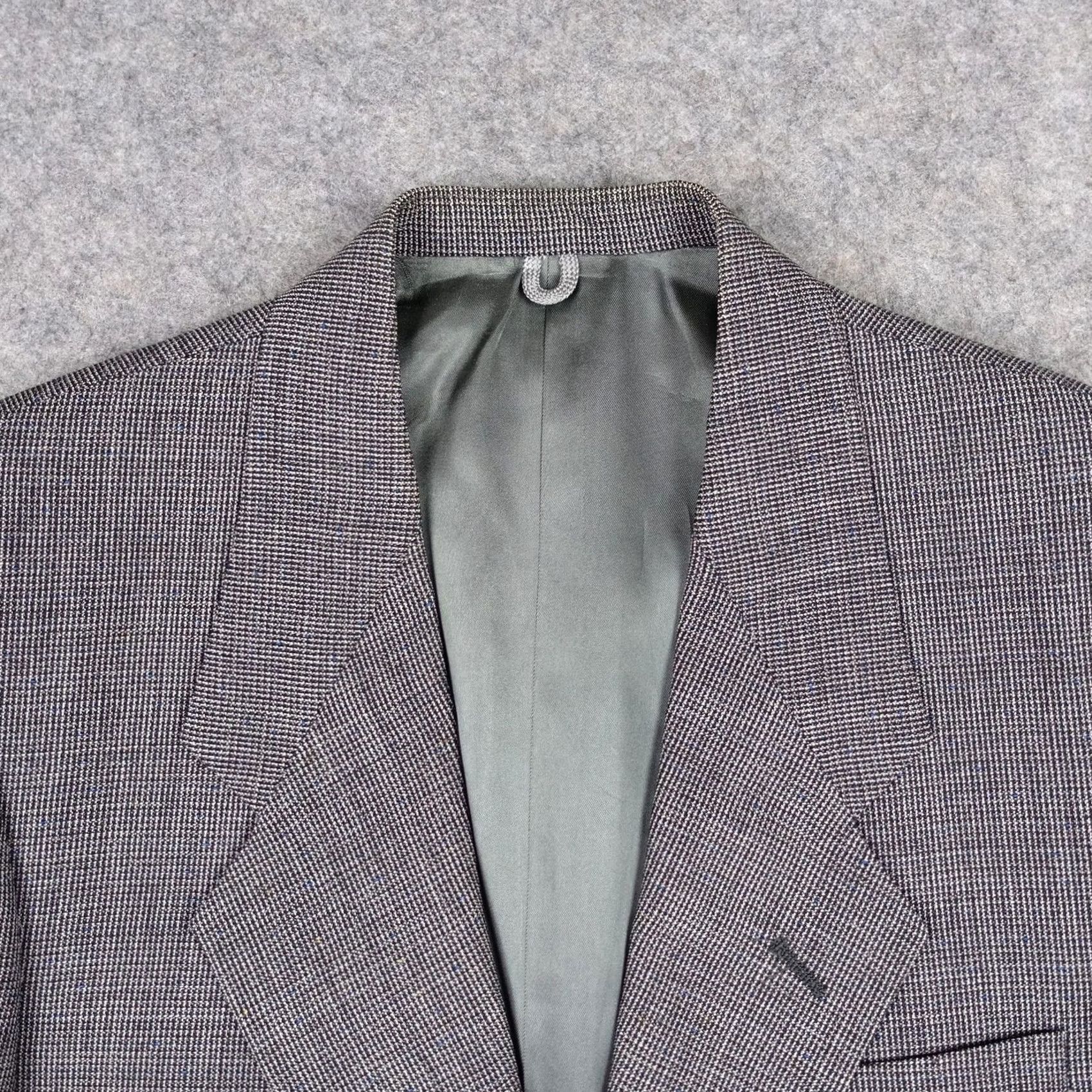 Tallia VINTAGE Tallia Blazer Mens 40 Gray Wool Check Jacket Sport Coat USA Made Italy Size 40R - 2 Thumbnail
