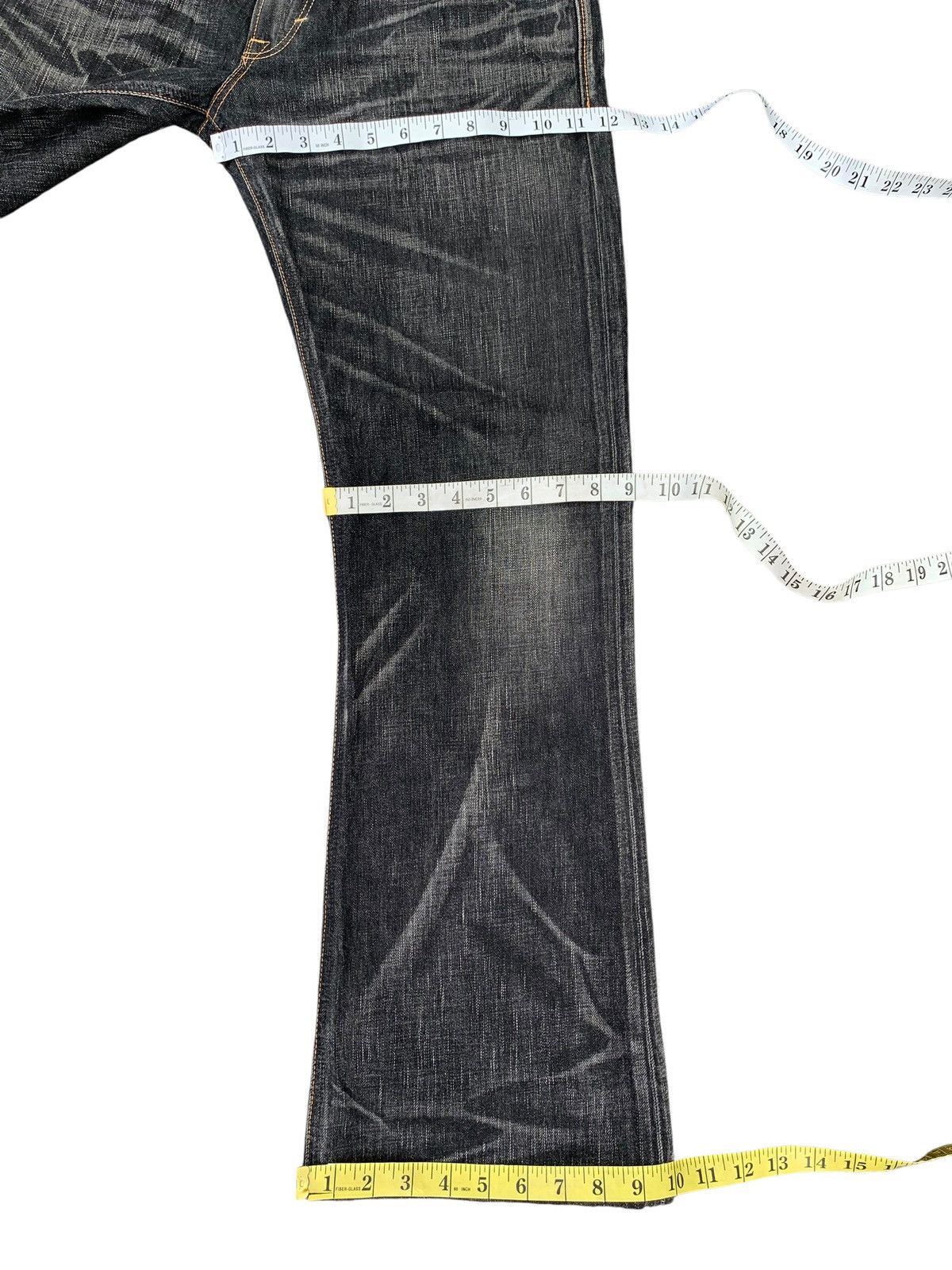 Edwin RARE💥EDWIN 503 FLARE BLUE TRIP CLAWNMARK MUDWASH DENIM Size US 35 - 19 Thumbnail