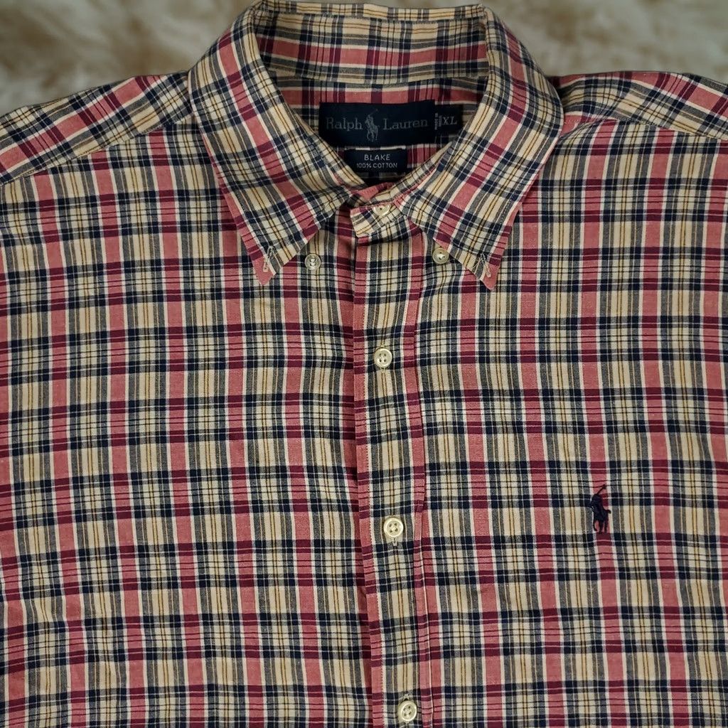 Ralph Lauren Ralph Lauren Shirt Mens XL Plaid Button Up Short Sleeve Blue Red Classic Preppy Casual Button-Down Collar Men’s Polo Shirt Size US XL / EU 56 / 4 - 1 Thumbnail