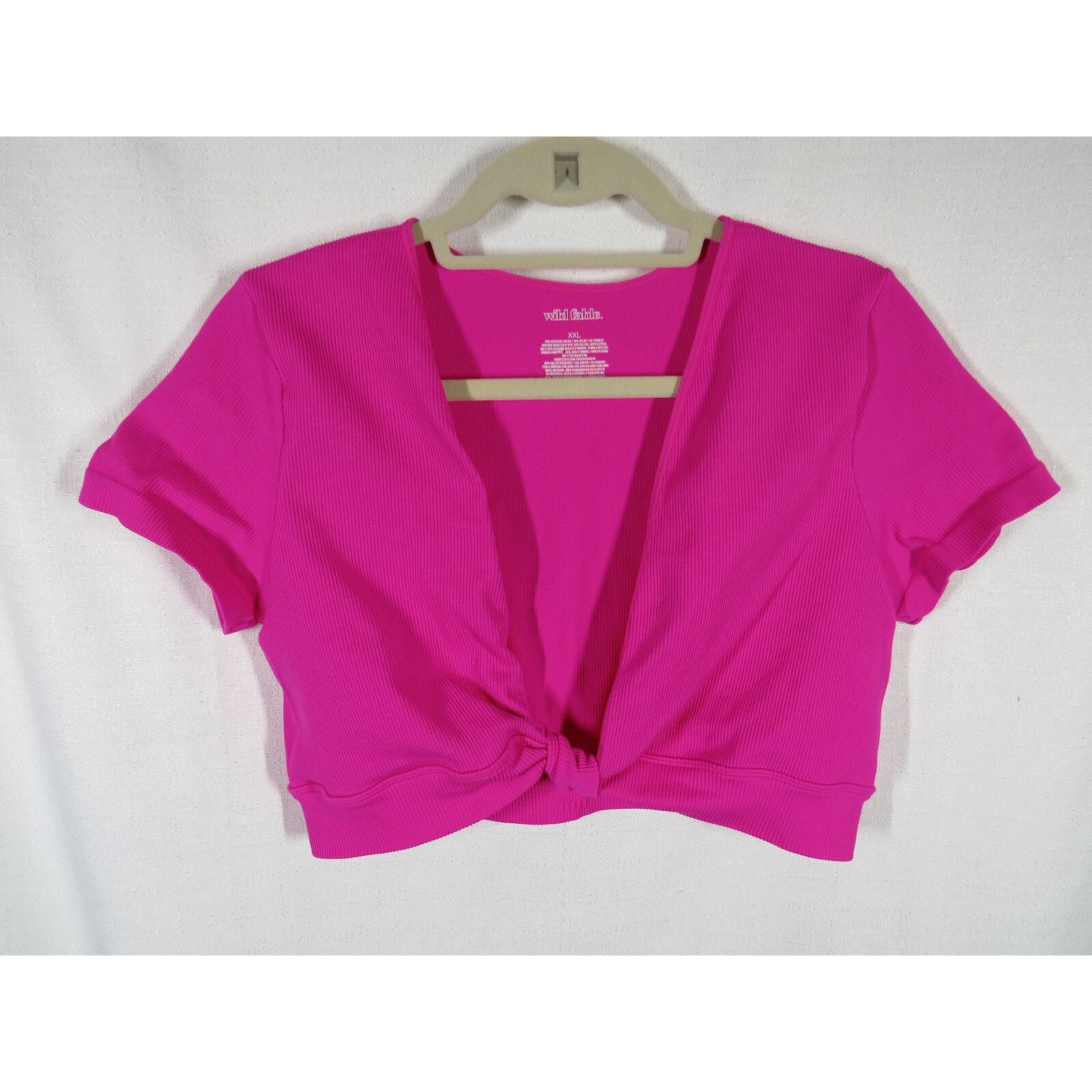 Other Wild Fable Fuchsia Ribbed Deep V Neck Cropped Fitted Top XXL Size XXL / US 16-18 / IT 52-54 - 2 Thumbnail