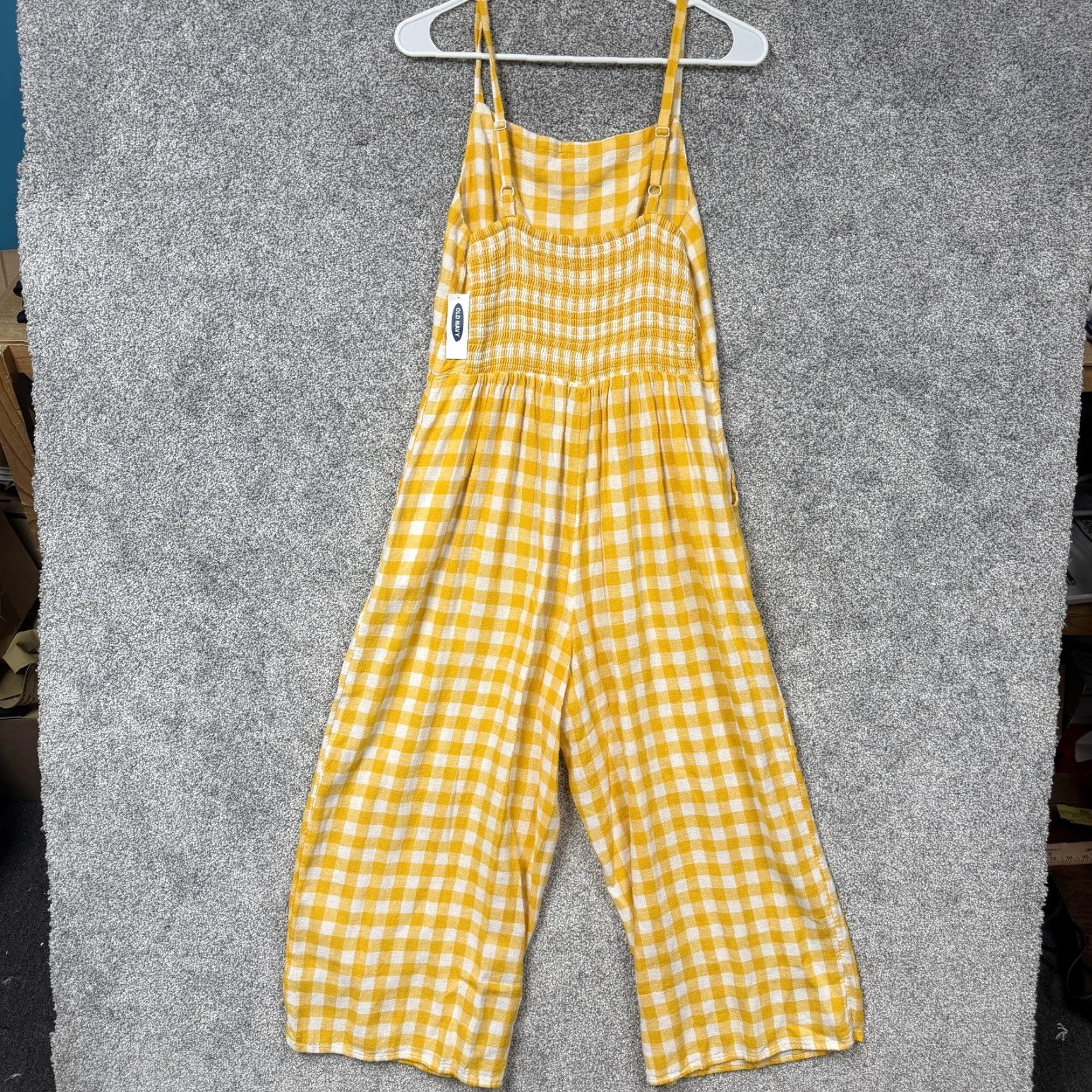 Old Navy Old Navy Jumpsuit Womens M Yellow Gingham Plaid Wide Leg Coastal Academia NWT Size 32" / US 10 / IT 46 - 7 Thumbnail