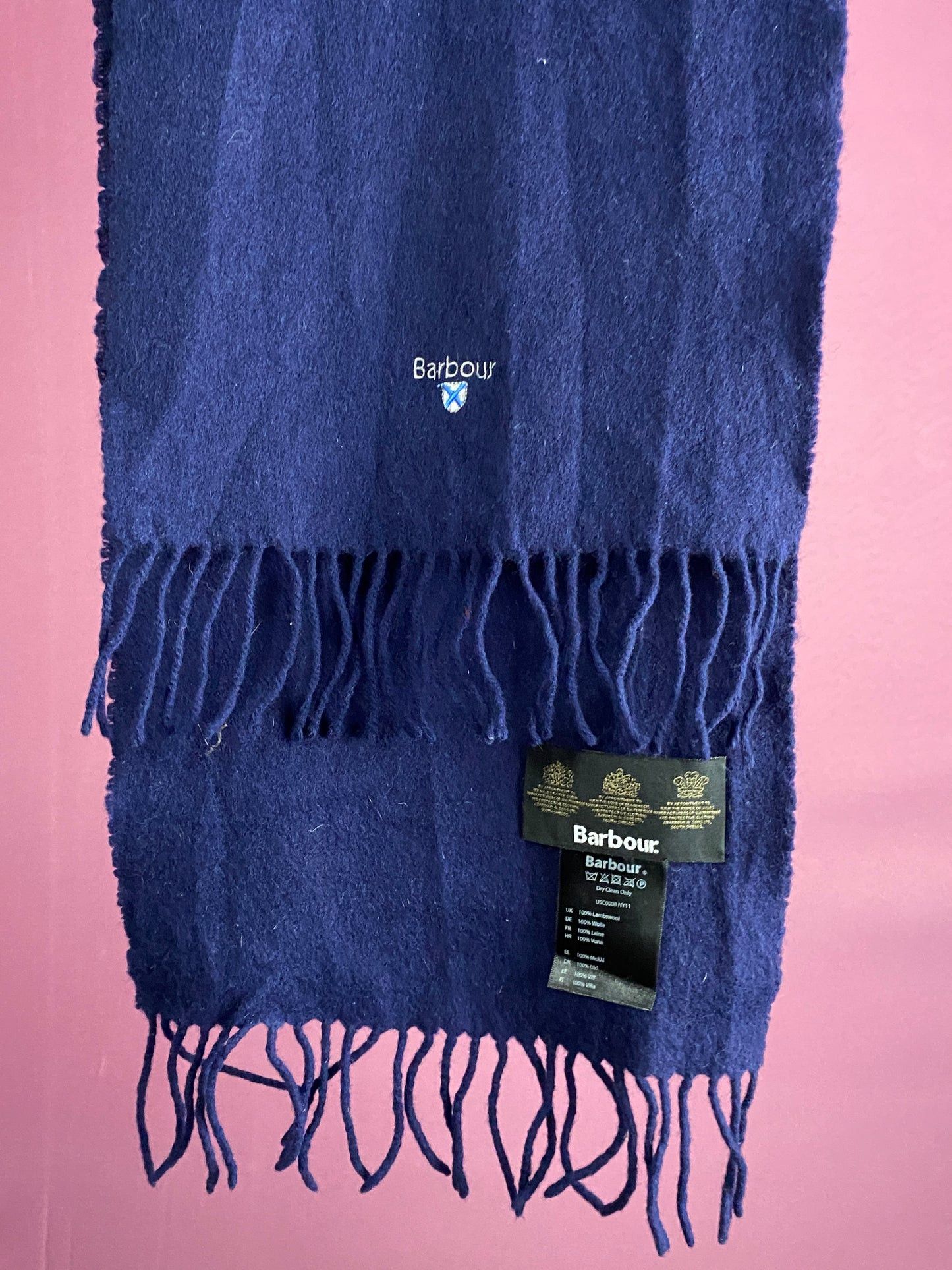 Barbour × Vintage Barbour Vintage Scarf - Navy Blue Wool Size ONE SIZE - 5 Thumbnail