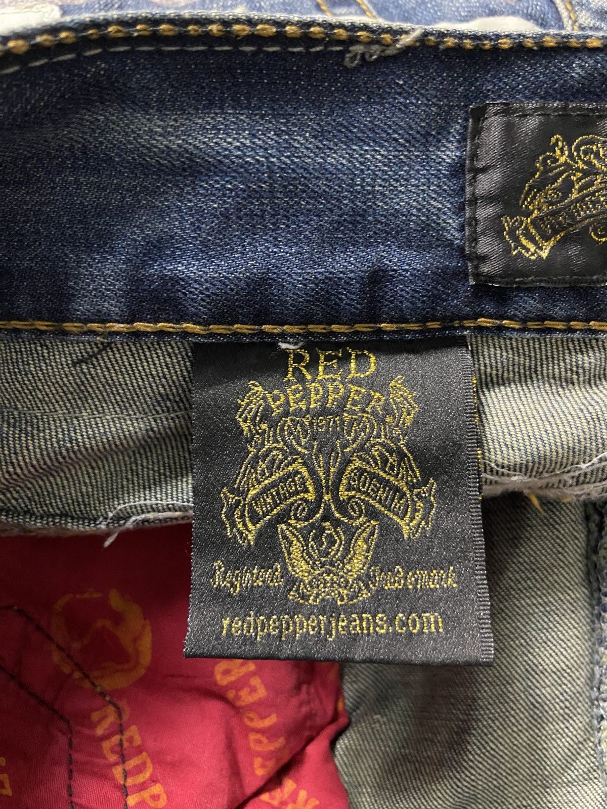 Japanese Brand × Mari's Rock Red pepper skull denim Size US 34 / EU 50 - 7 Thumbnail