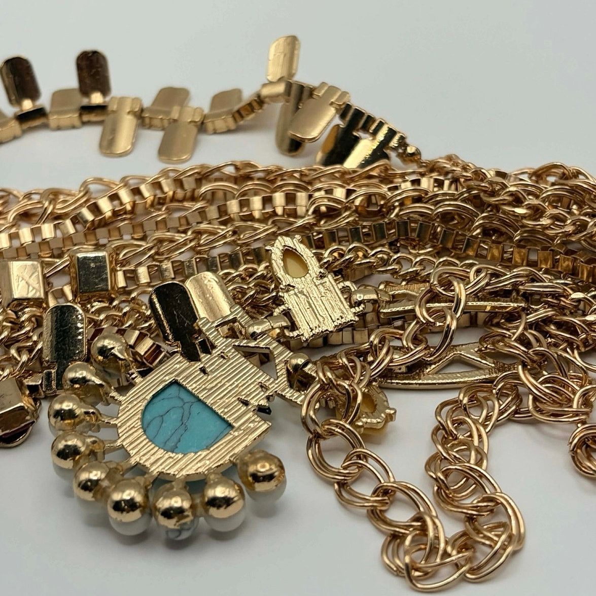 Other Turquoise & Gold Multi Layered Necklace Size ONE SIZE - 3 Thumbnail