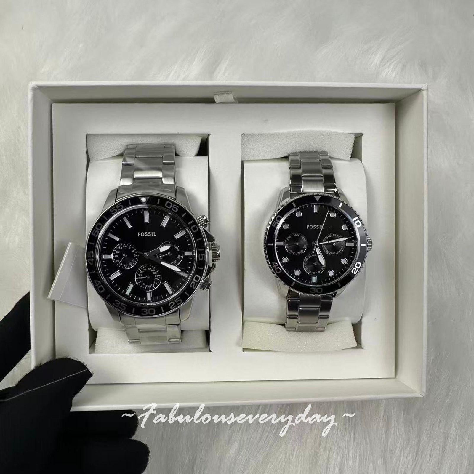 Fossil Fossil His and Hers Multifunction Stainless Steel Watch Set Size ONE SIZE - 2 Thumbnail