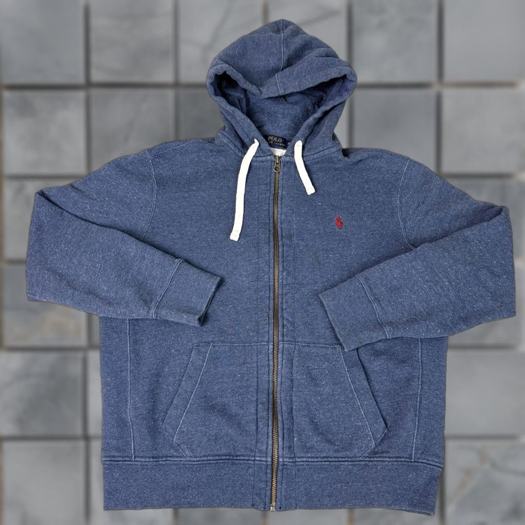 Polo Ralph Lauren VINTAGE Polo Ralph Lauren Hoodie Mens XL Blue Full Zip Pony Heavyweight Sweatshirt Red* Size US XL / EU 56 / 4 - 1 Thumbnail