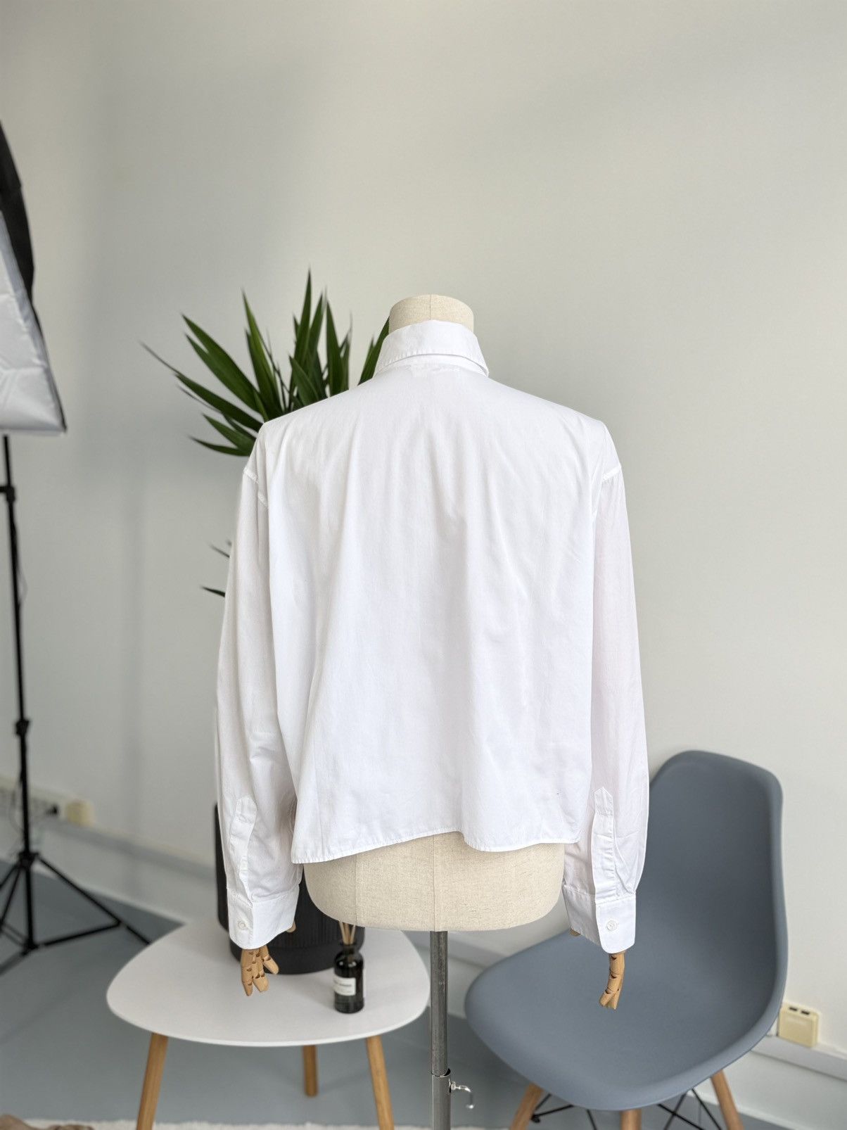 Celine Celine Paris Cropped White Shirt Pocket Logo Oversized Fit Size XS / US 0-2 / IT 36-38 - 6 Thumbnail
