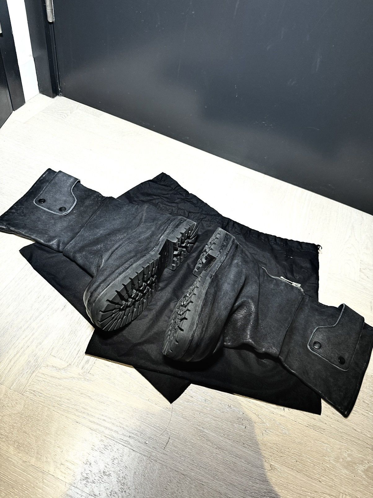 424 424 on Fairfax Overlay Black Leather Strap Boots 40 Size US 7 / EU 40 - 6 Thumbnail