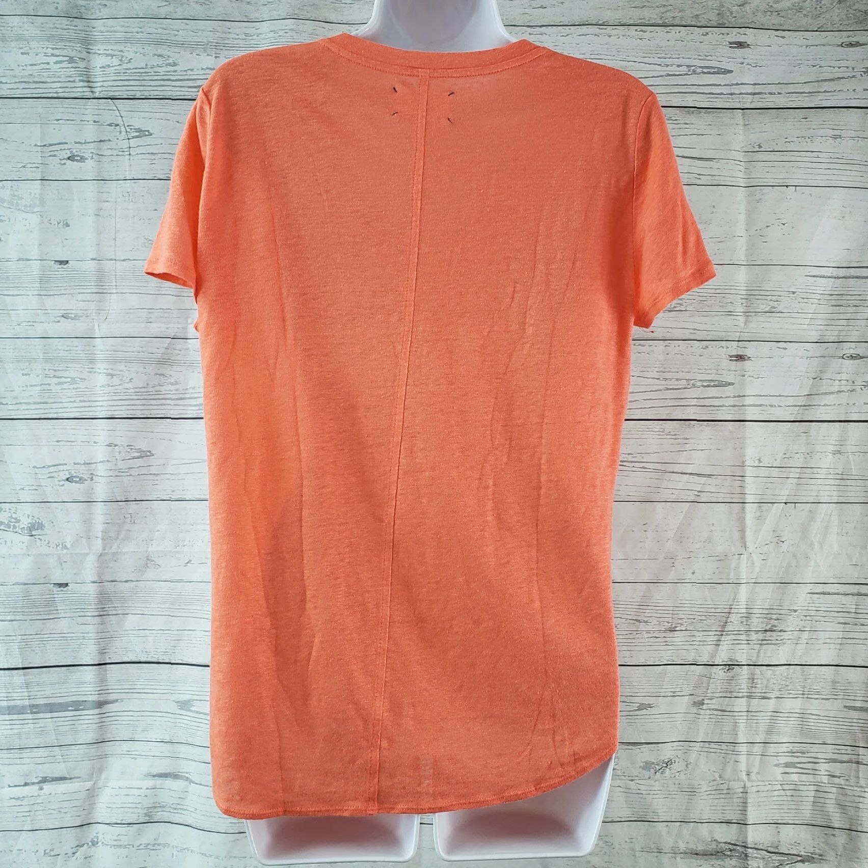 Lou & Grey Lou & Grey Womens Linen Tee XS Solid Orange Short Sleeve Scoop Neck Shirt Size 26" / US 2 / IT 38 - 4 Thumbnail