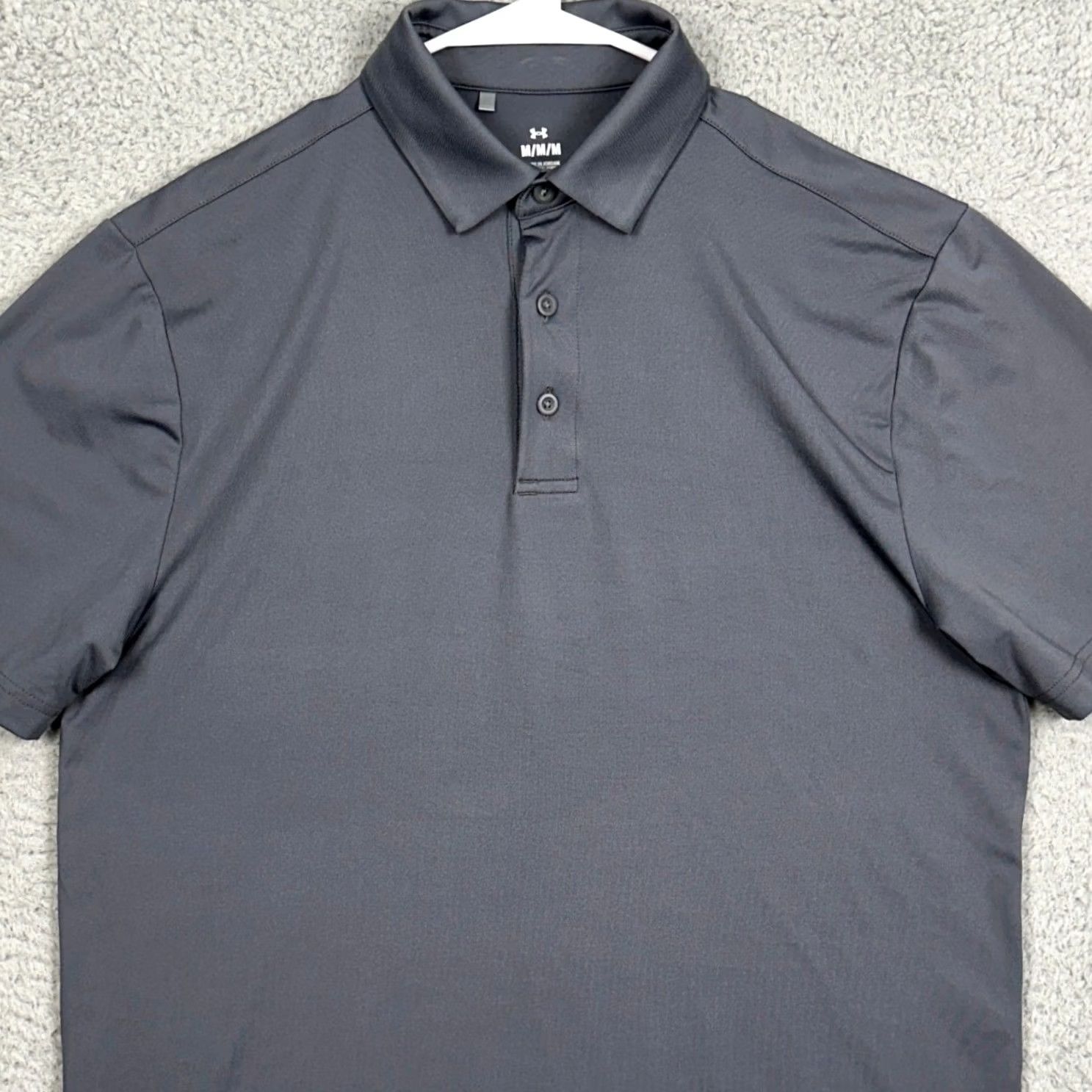 Under Armour Under Armour Golf Polo Shirt Mens Medium Shirt Gray Short Sleeve Polo Breathable M Gray Solid 90s-Modern Mens Size US M / EU 48-50 / 2 - 2 Thumbnail