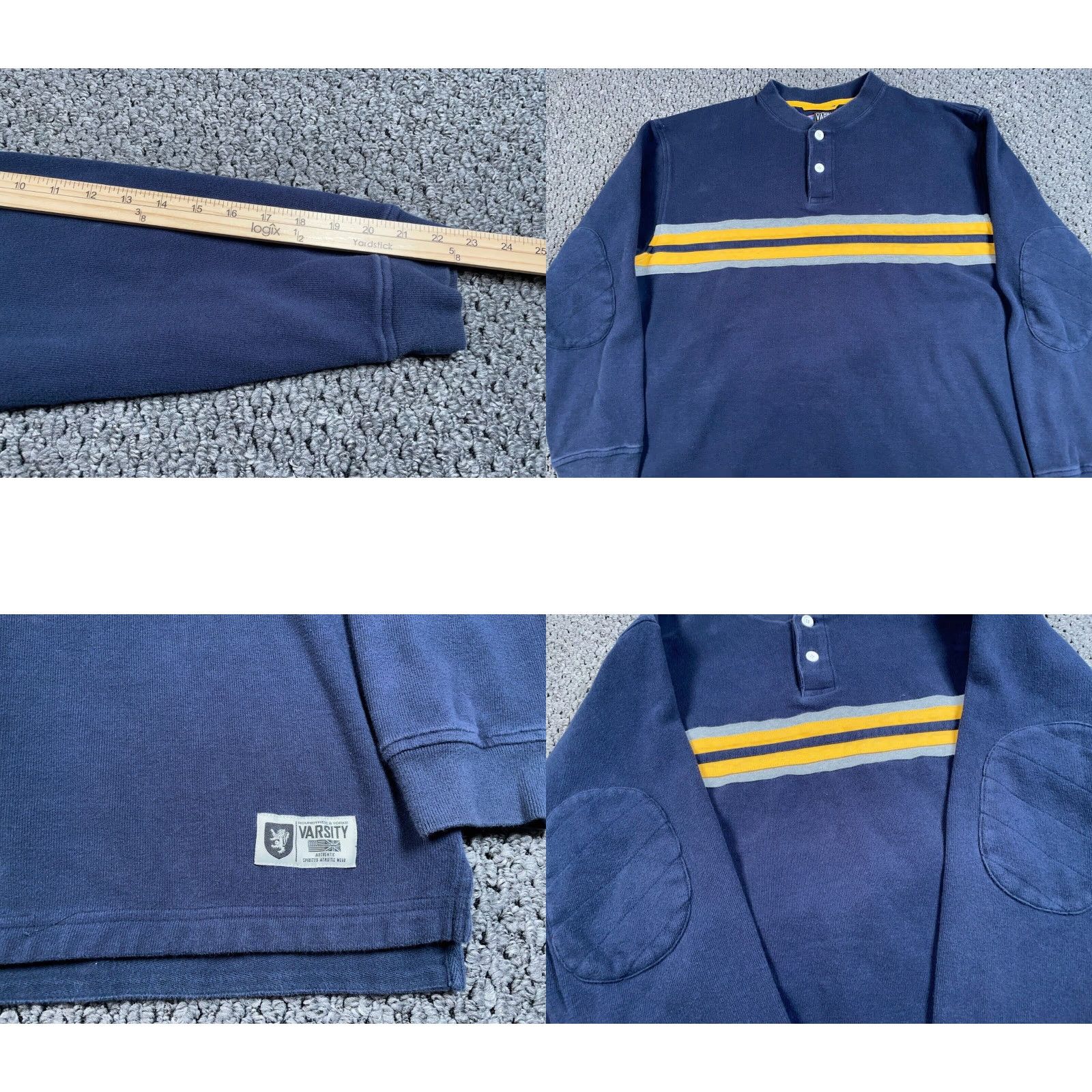 Roundtree & Yorke VINTAGE Roundtree & Yorke Rugby Style Henley Sweater Adult XL Blue Striped Crew Neck Mens XL Size US XL / EU 56 / 4 - 8 Thumbnail