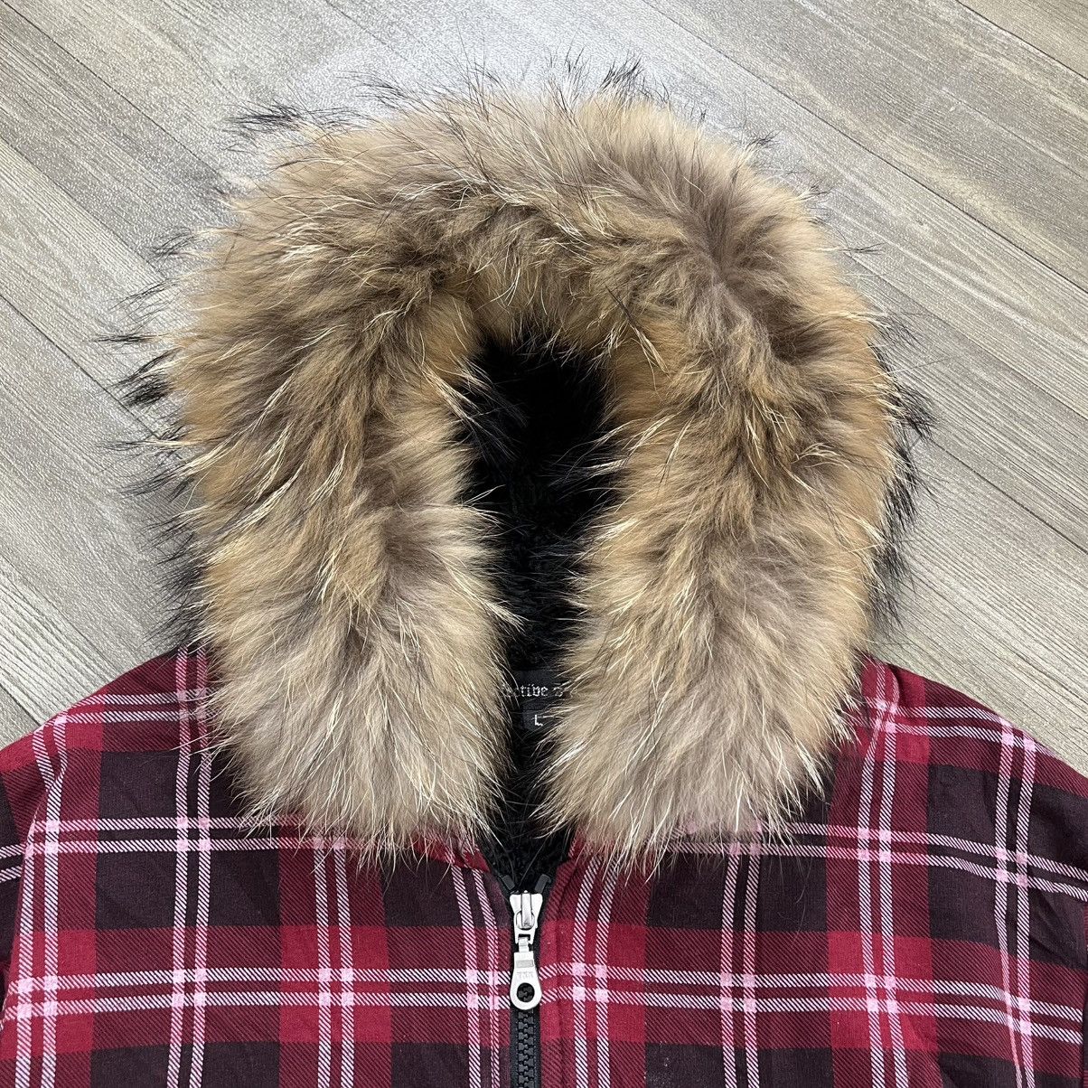 Japanese Brand 2000s Detective Struct Plaid Punk Style Zip Faux Fur Hoodie Size US L / EU 52-54 / 3 - 5 Thumbnail