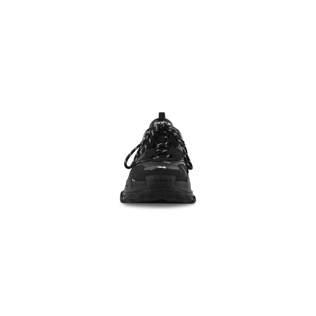 Balenciaga o1srvl11e0225 Triple S Sneakers Allover Logo in Black Size US 12 / EU 45 - 2 Thumbnail