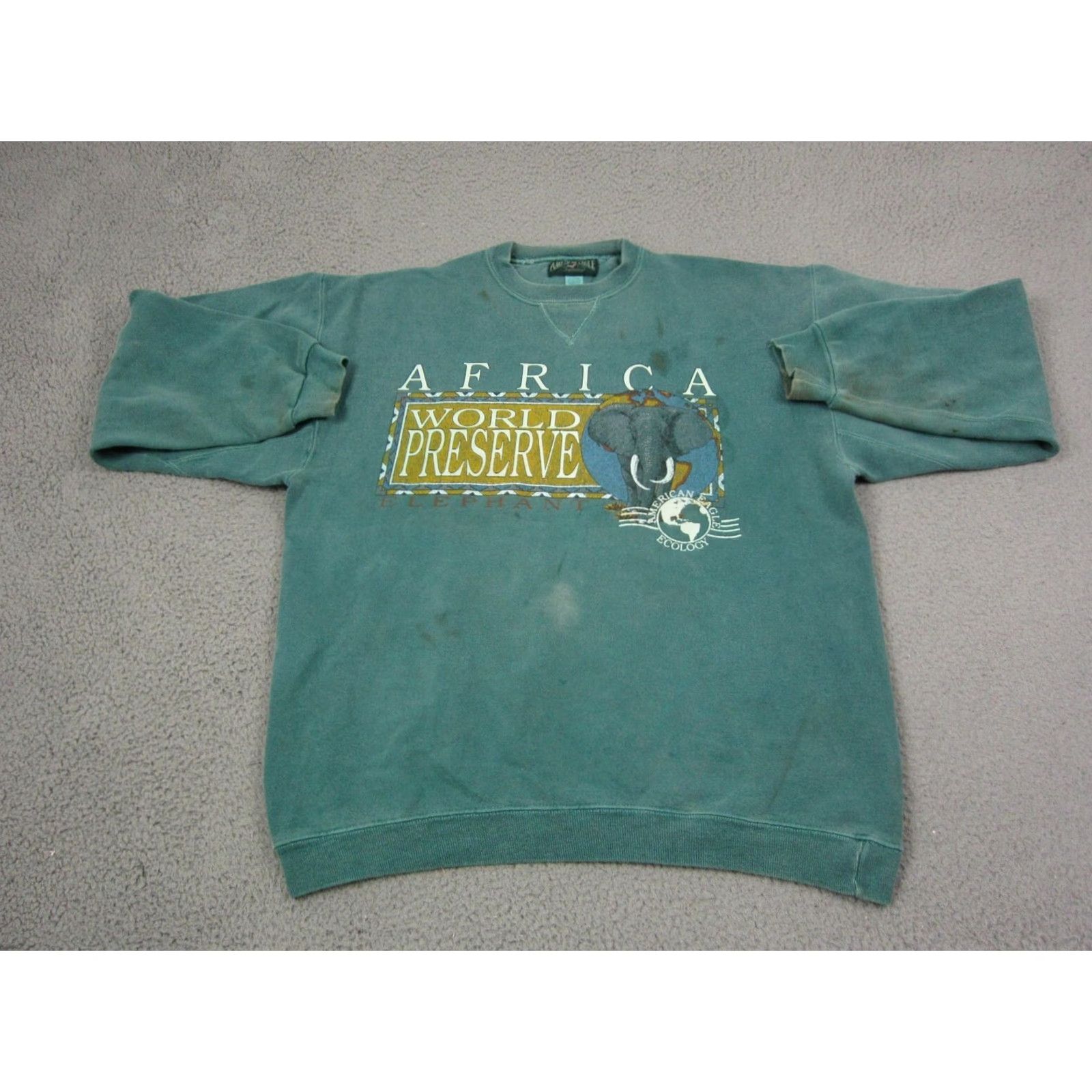 American Eagle Outfitters VINTAGE American Eagle Sweatshirt Mens Large Green Africa World Preserve USA 90s Sweatshirt Mens L Green Africa World Preserve USA 90s Size US L / EU 52-54 / 3 - 2 Thumbnail