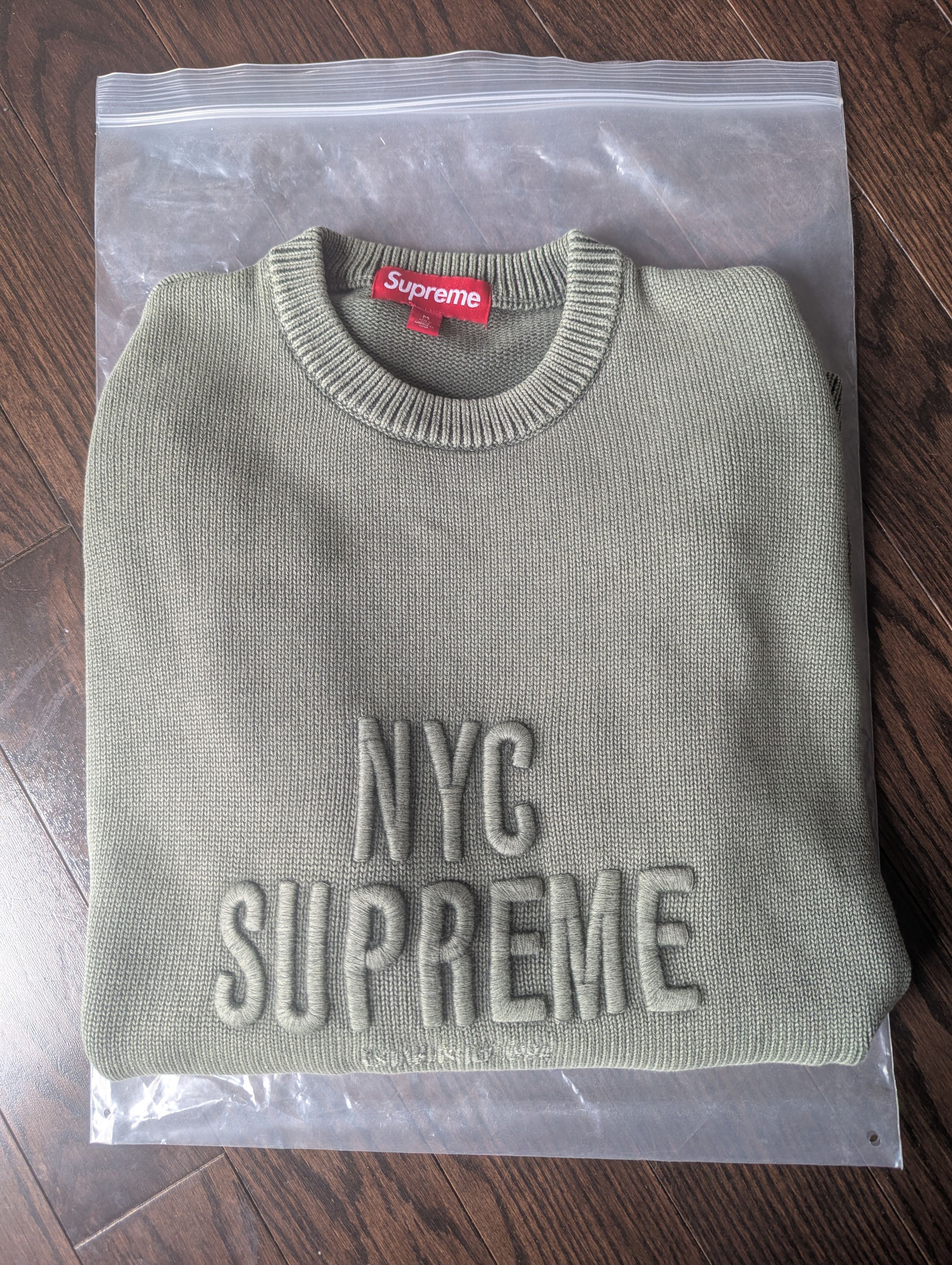 Supreme Supreme Overdyed Raised Sweater Olive Size US M / EU 48-50 / 2 - 2 Thumbnail