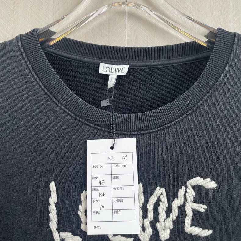Loewe LOEWE Black classic embroidered logo round neck hoodie Size M / US 6-8 / IT 42-44 - 2 Thumbnail