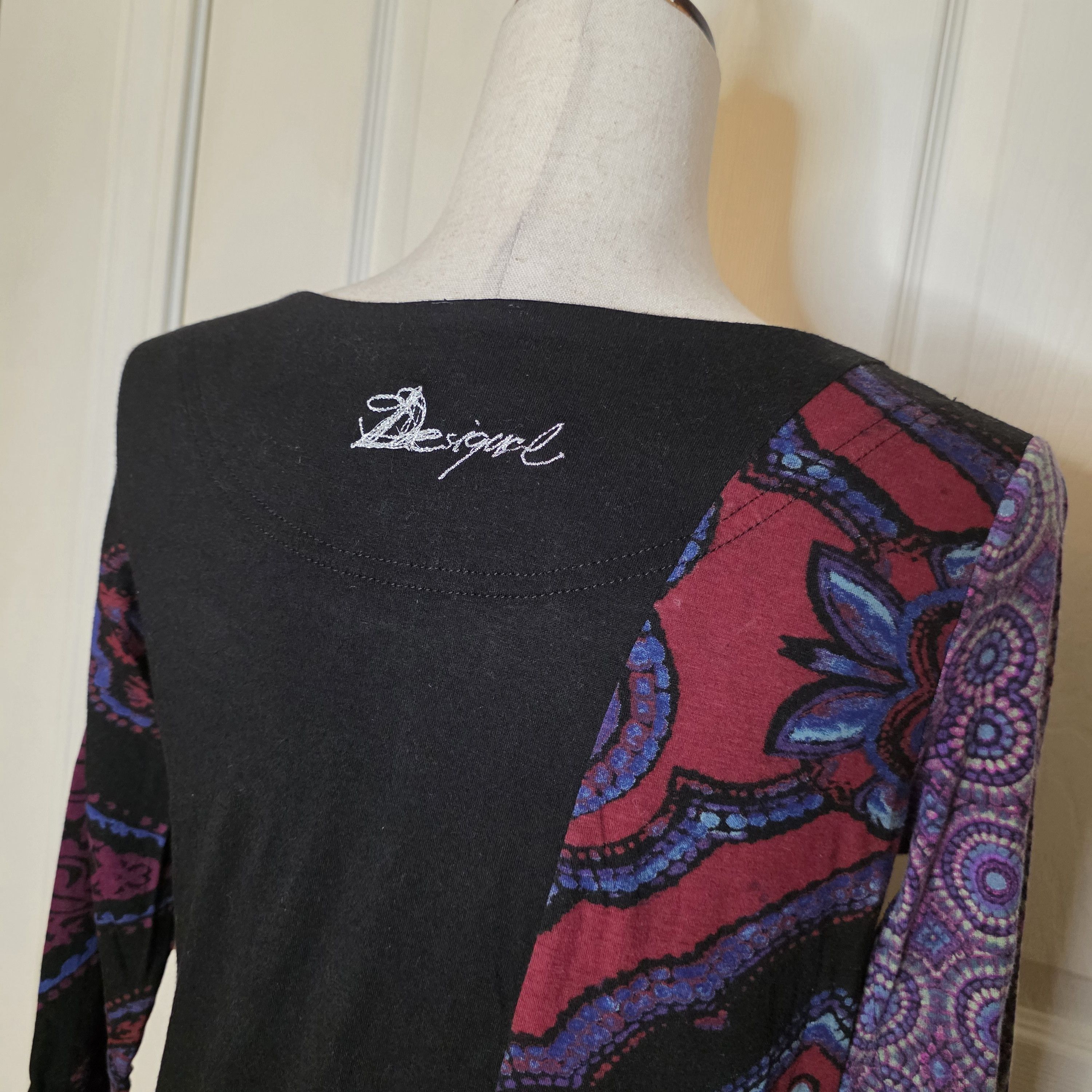 Desigual Desigual Multicolor Embroidered Dragon Long Sleeve Top Size L / US 10 / IT 46 - 8 Thumbnail