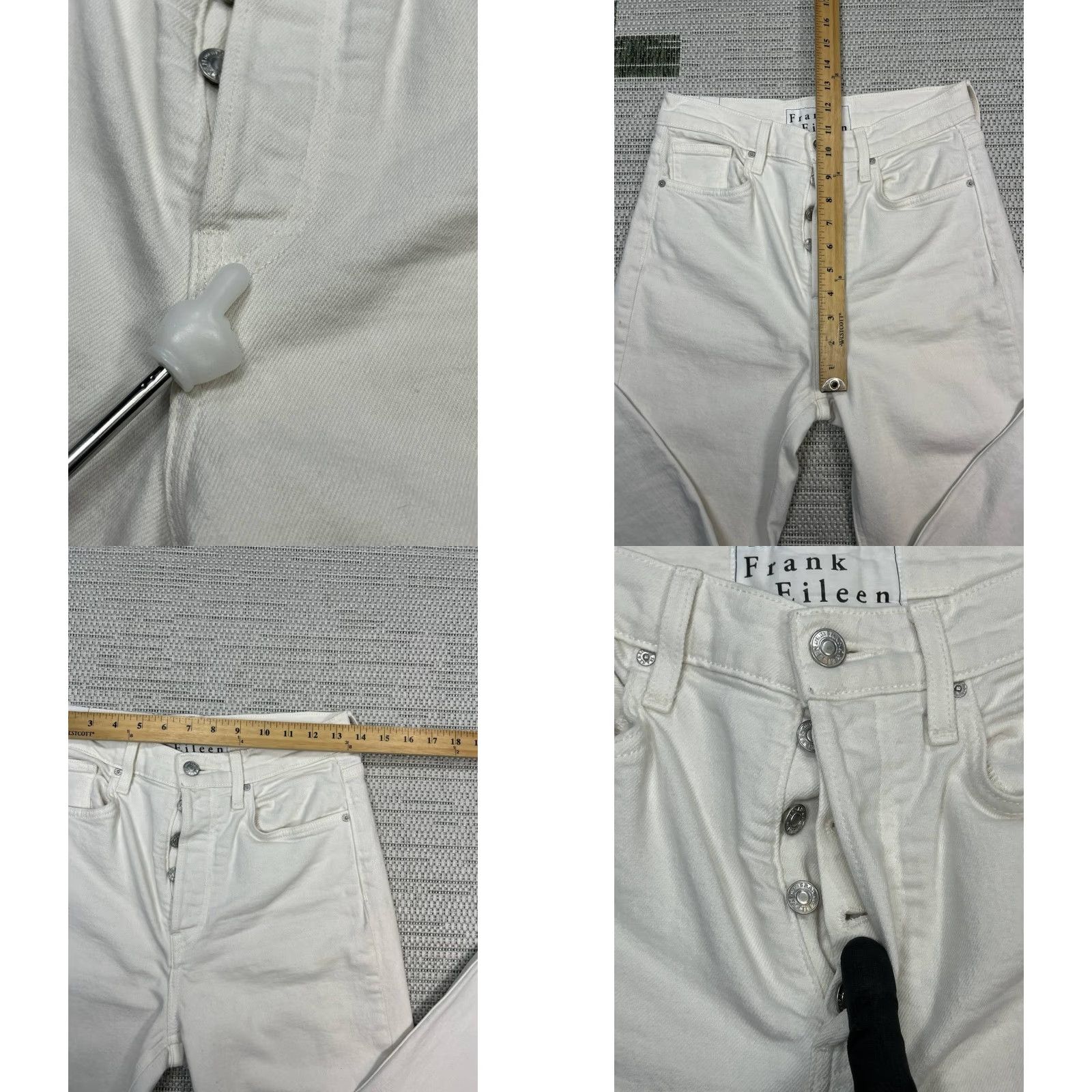 Denime Frank And Eileen Monaghan Mom Jeans Womens 28 White Denim Logo Grayed Hem 28x24 Vintage No 5-Pocket Jeans Size 28" / US 6 / IT 42 - 8 Thumbnail