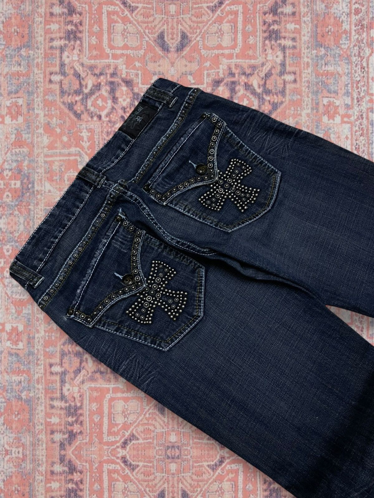 Beauty Beast Vinage OG 1990s Designer Rock & Roll Affliction Cross Flared Size US 32 / EU 48 - 6 Thumbnail