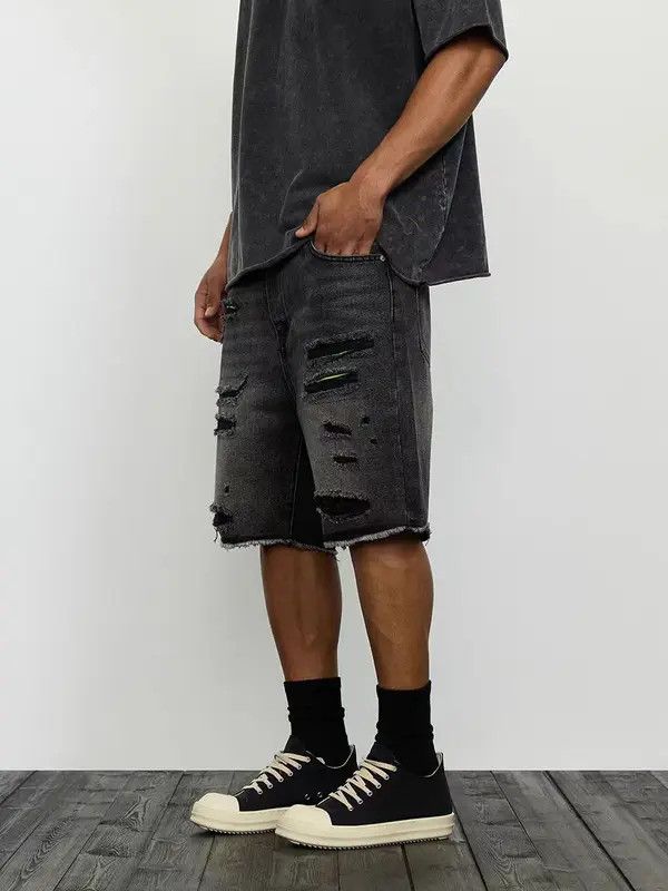 Japanese Brand VIBE High street ripped patchwork raw edge heavyweight jeans Size US 32 / EU 48 - 4 Thumbnail