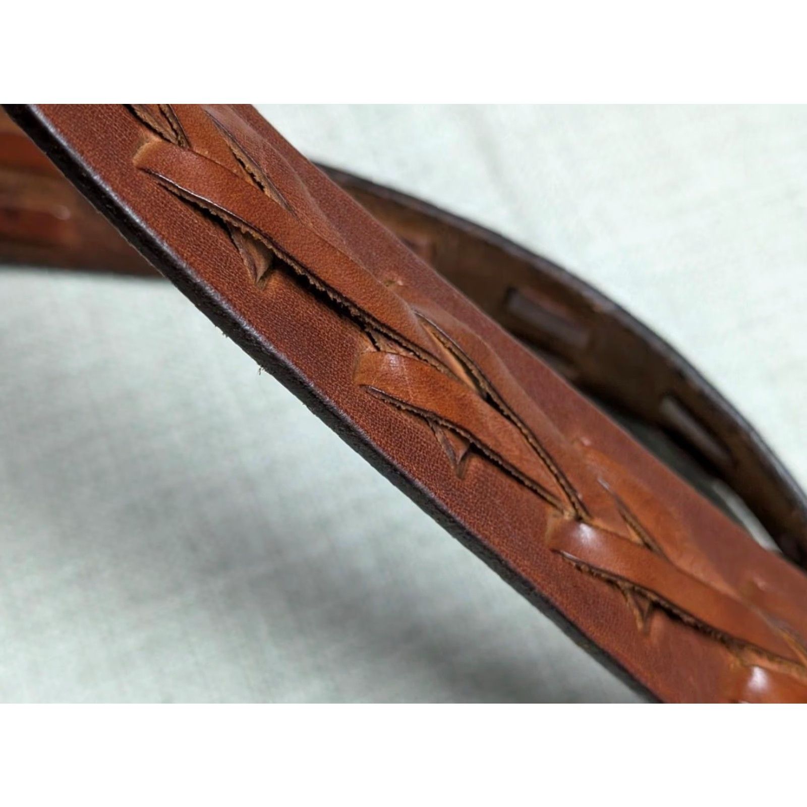 Vintage VINTAGE Valmars leather belt 38 brown full grain Weave Braided Western Hippie Mens Italy size 38 Size 38 - 6 Thumbnail