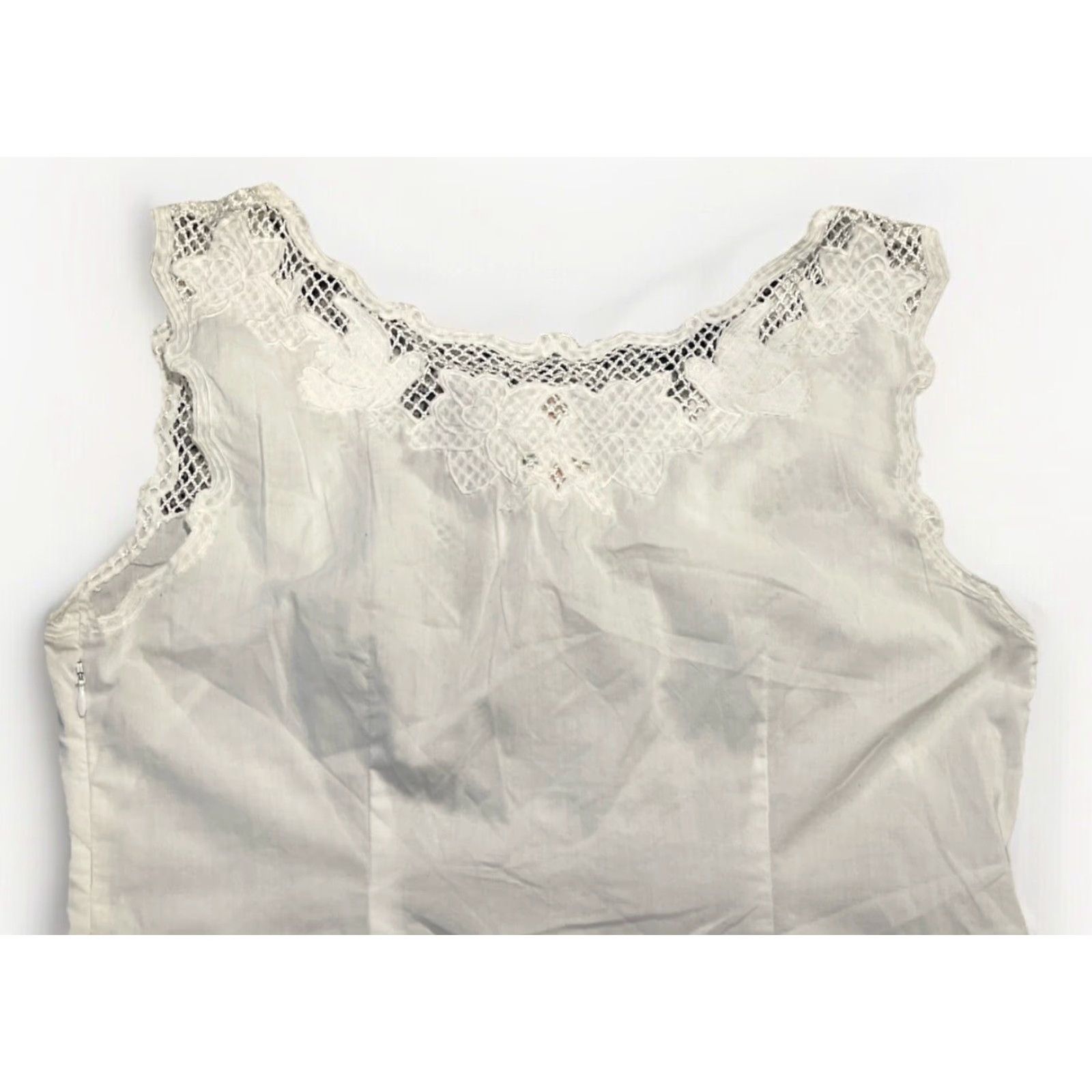 Free People Free People White Sleeveless Lace Accent Layer Dress Women Size L Size L / US 10 / IT 46 - 6 Thumbnail