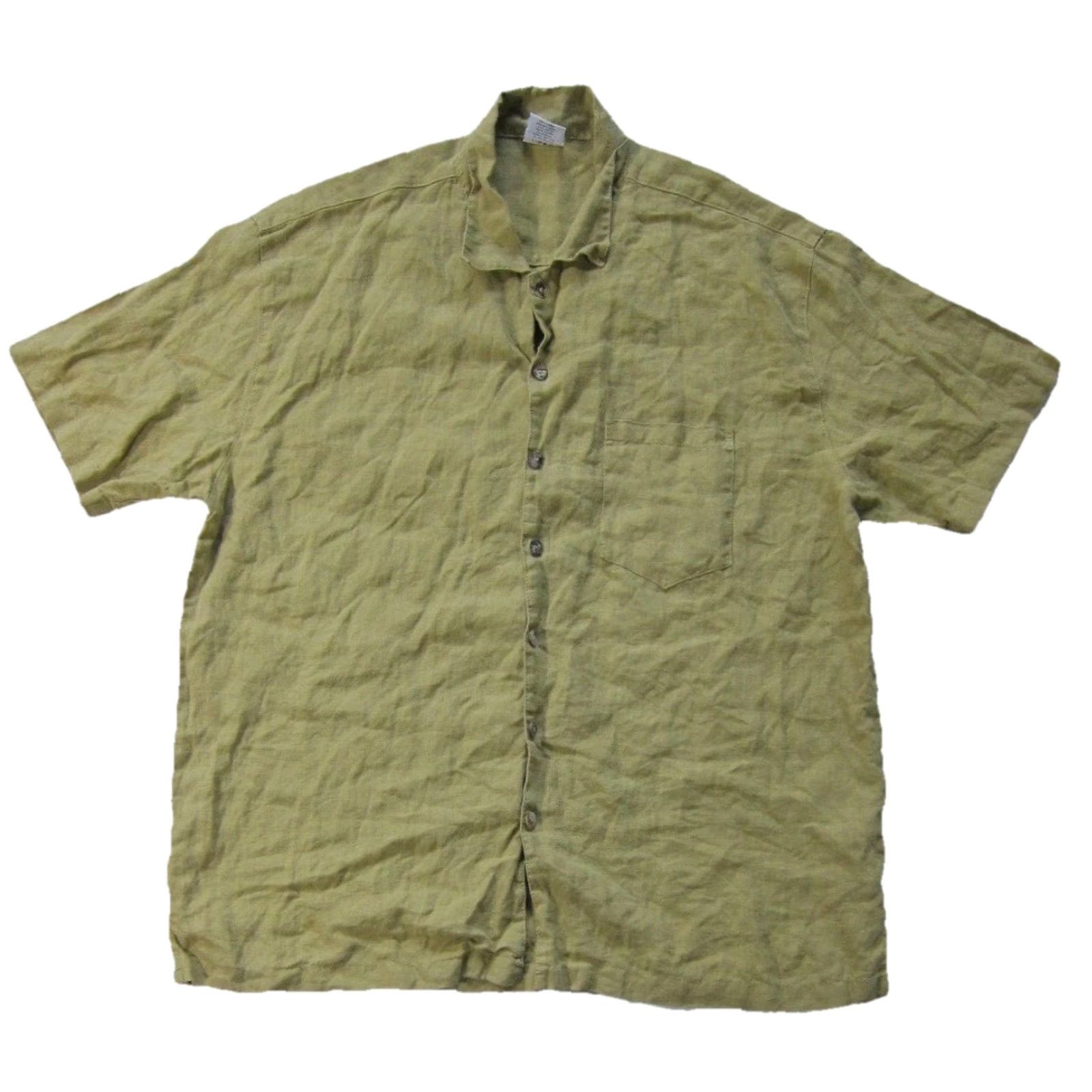 Vintage Colo Me Cotton 100% Linen Yellow Short Sleeve Button Down Shirt Men 2XL Size US XXL / EU 58 / 5 - 5 Thumbnail