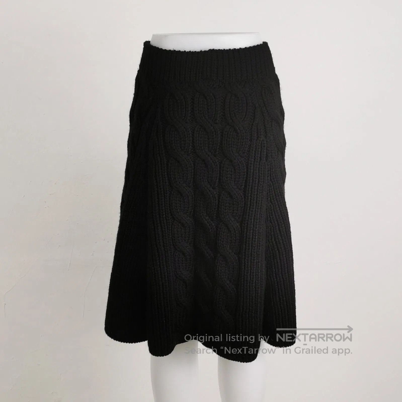 Prada Prada Black Wool Cable Knit Midi Skirt . Size 39" - 2 Thumbnail