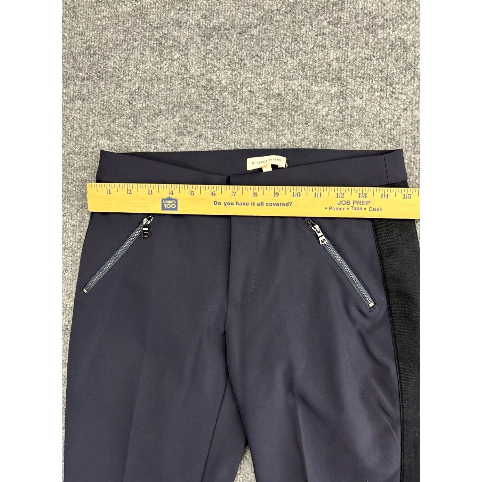 Rebecca Taylor Rebecca Taylor Ava Slim Leg Techno Pants Womens 4 Navy Blue Textured Side Trim Pants Women Slim Ankle Size 27" / US 4 / IT 40 - 3 Thumbnail
