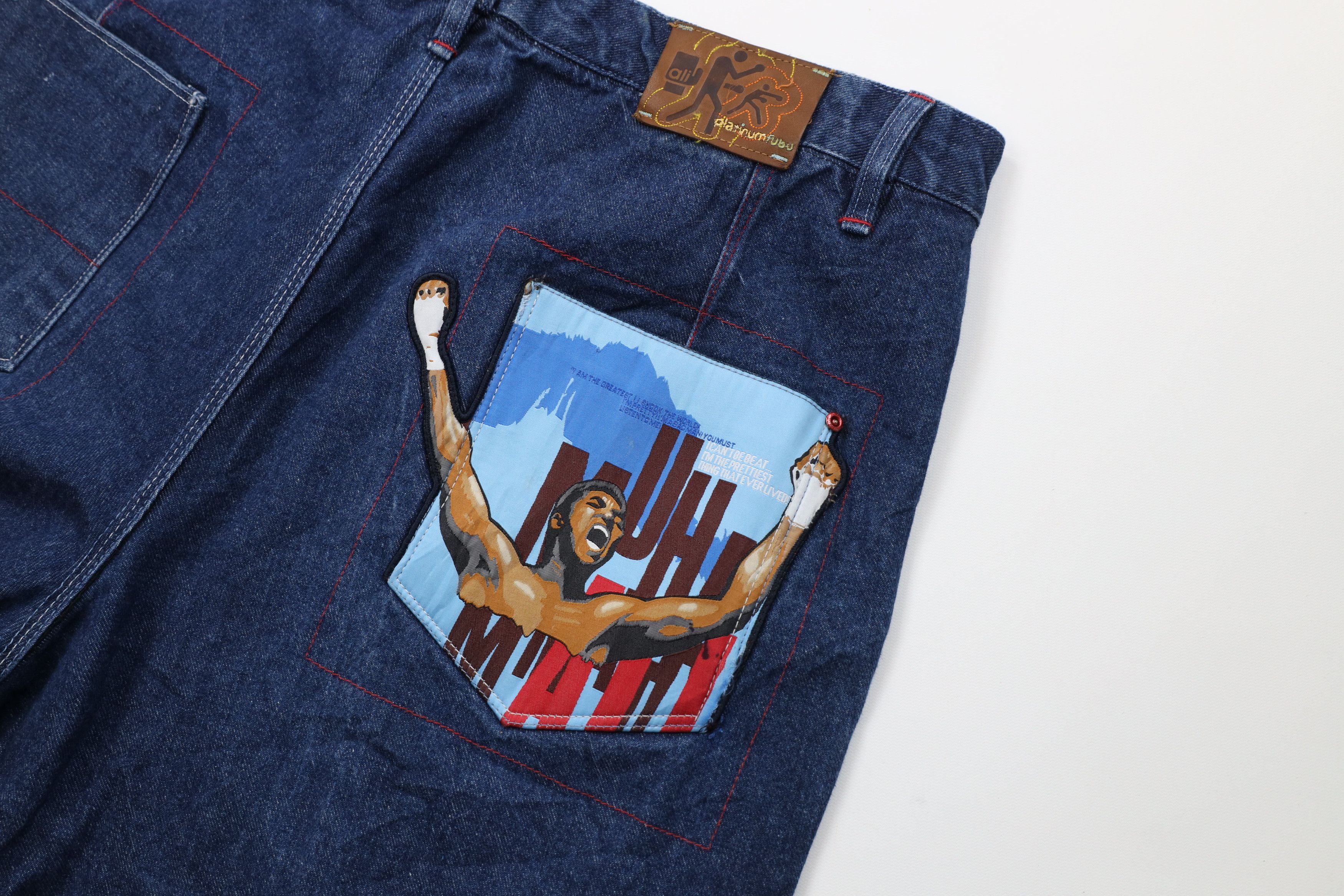 Fubu Vintage Y2K FUBU Muhammad Ali Wide Leg Denim Jeans Blue Size US 42 / EU 58 - 15 Thumbnail
