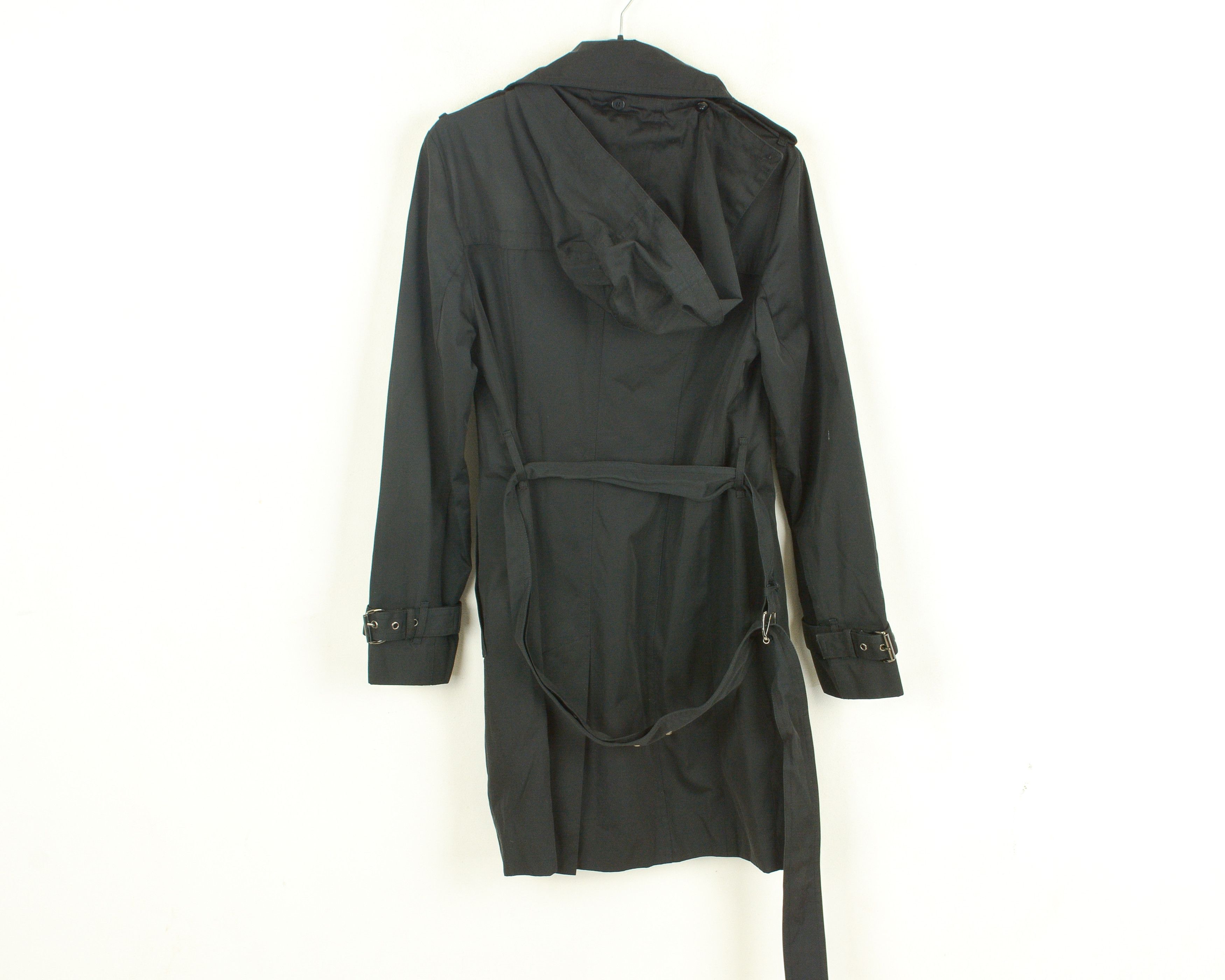 Michael Kors Women S Trench Jacket Rain Coat Parka Hooded Black Mac Size S / US 4 / IT 40 - 6 Thumbnail