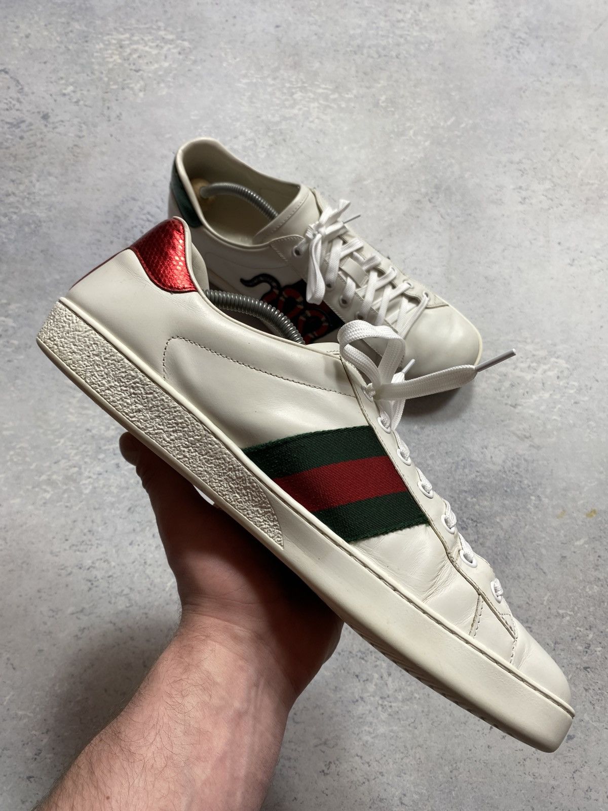 Gucci Gucci Ace Snake White Leather Shoes Trainers UK11 US11.5 Size US 11.5 / EU 44-45 - 17 Thumbnail