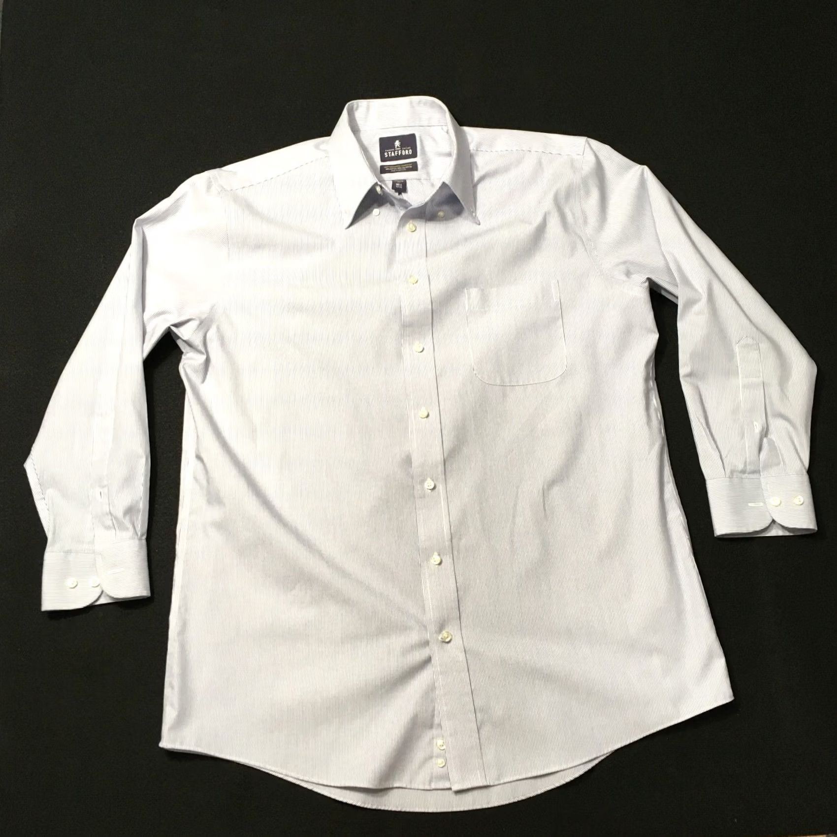 Stafford STAFFORD Shirt Men’s 16.5 32-33 Blue Striped performance pinpoint Size US XL / EU 56 / 4 - 2 Thumbnail